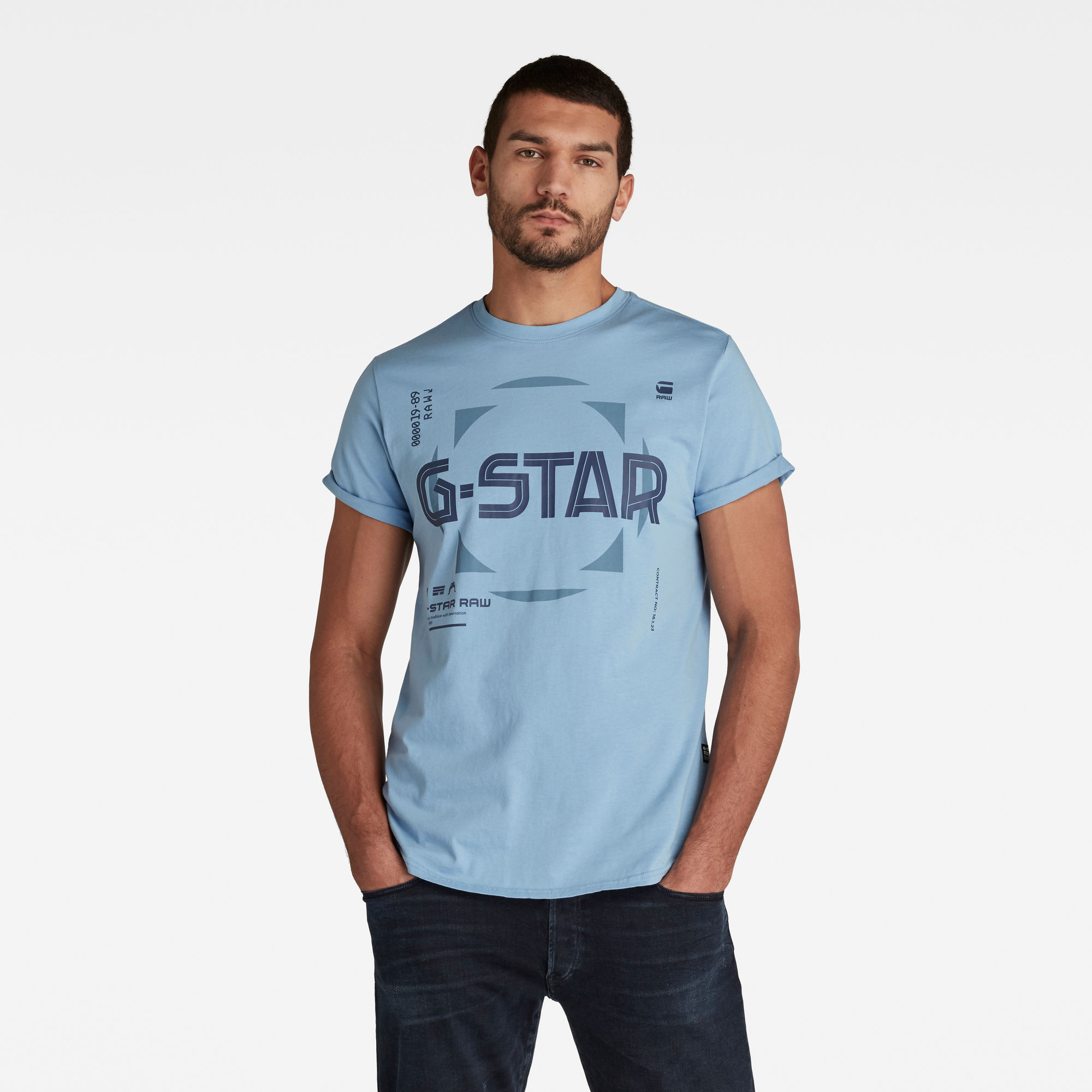 G-Star RAW Heren Lash Graphic T-Shirt Blauw G-Star RAW Heren Lash Graphic T-Shirt Blauw