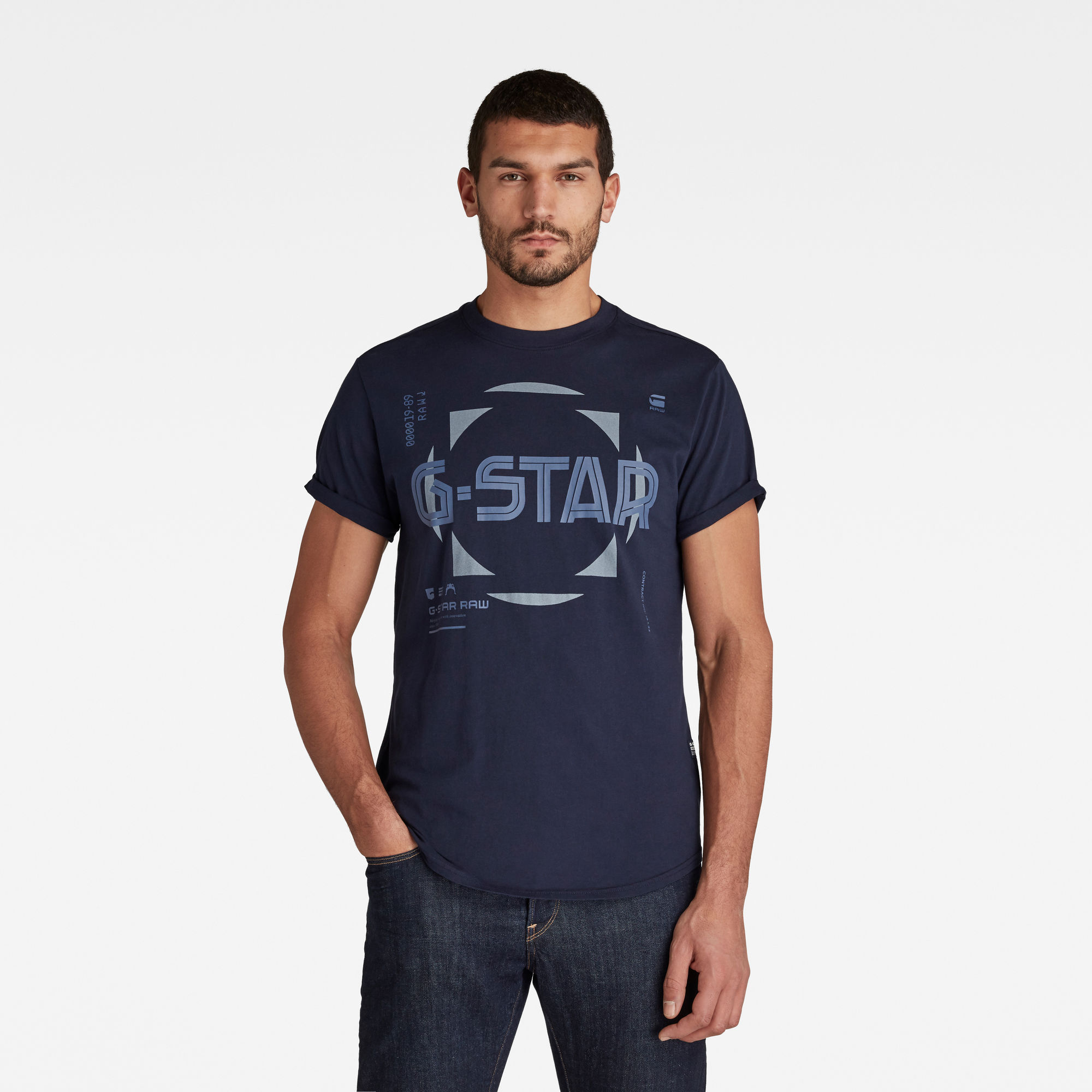 G-Star RAW Heren Lash Graphic T-Shirt Donkerblauw G-Star RAW Heren Lash Graphic T-Shirt Donkerblauw
