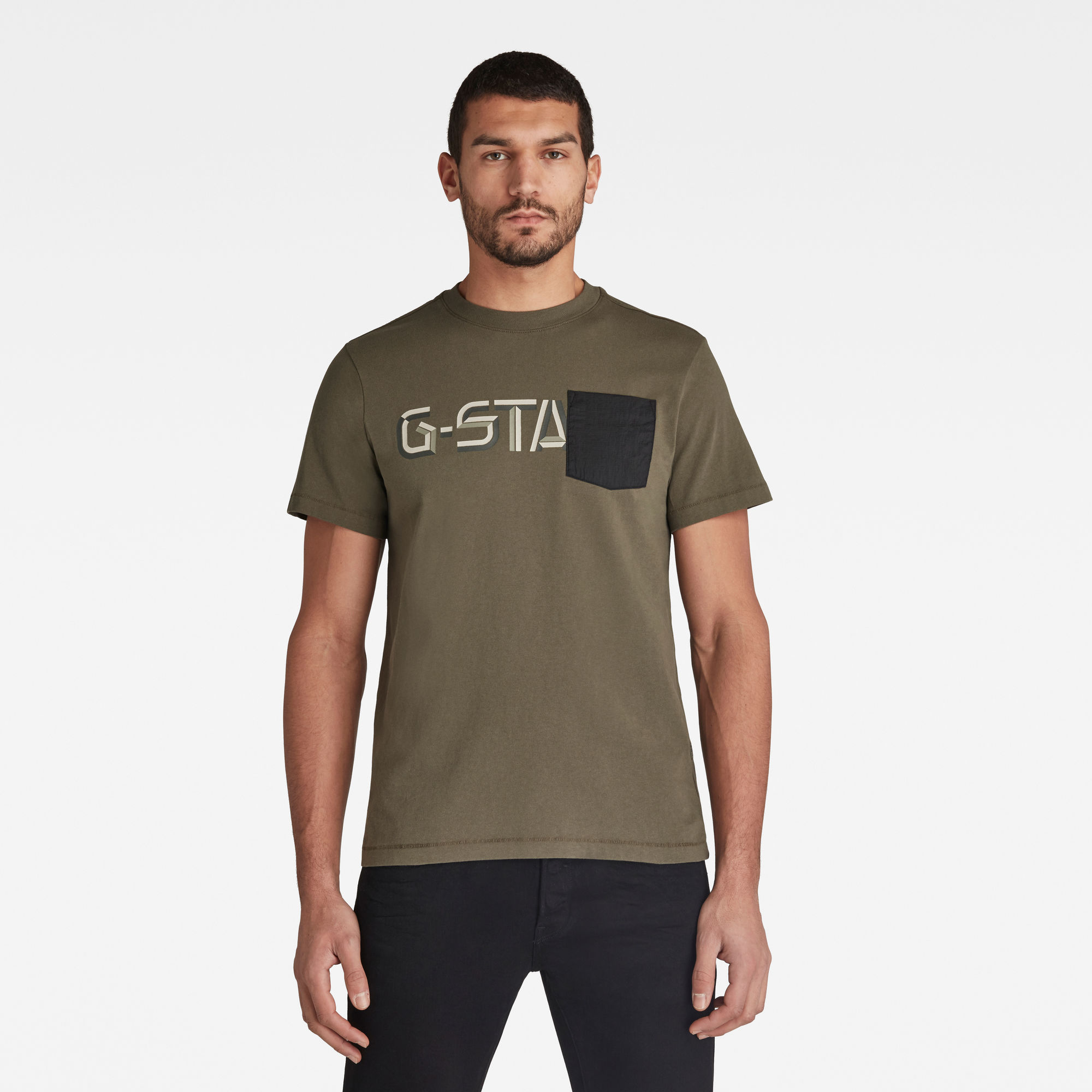 G-Star RAW Heren Ripstop Pocket Graphic T-Shirt Groen G-Star RAW Heren Ripstop Pocket Graphic T-Shirt Groen