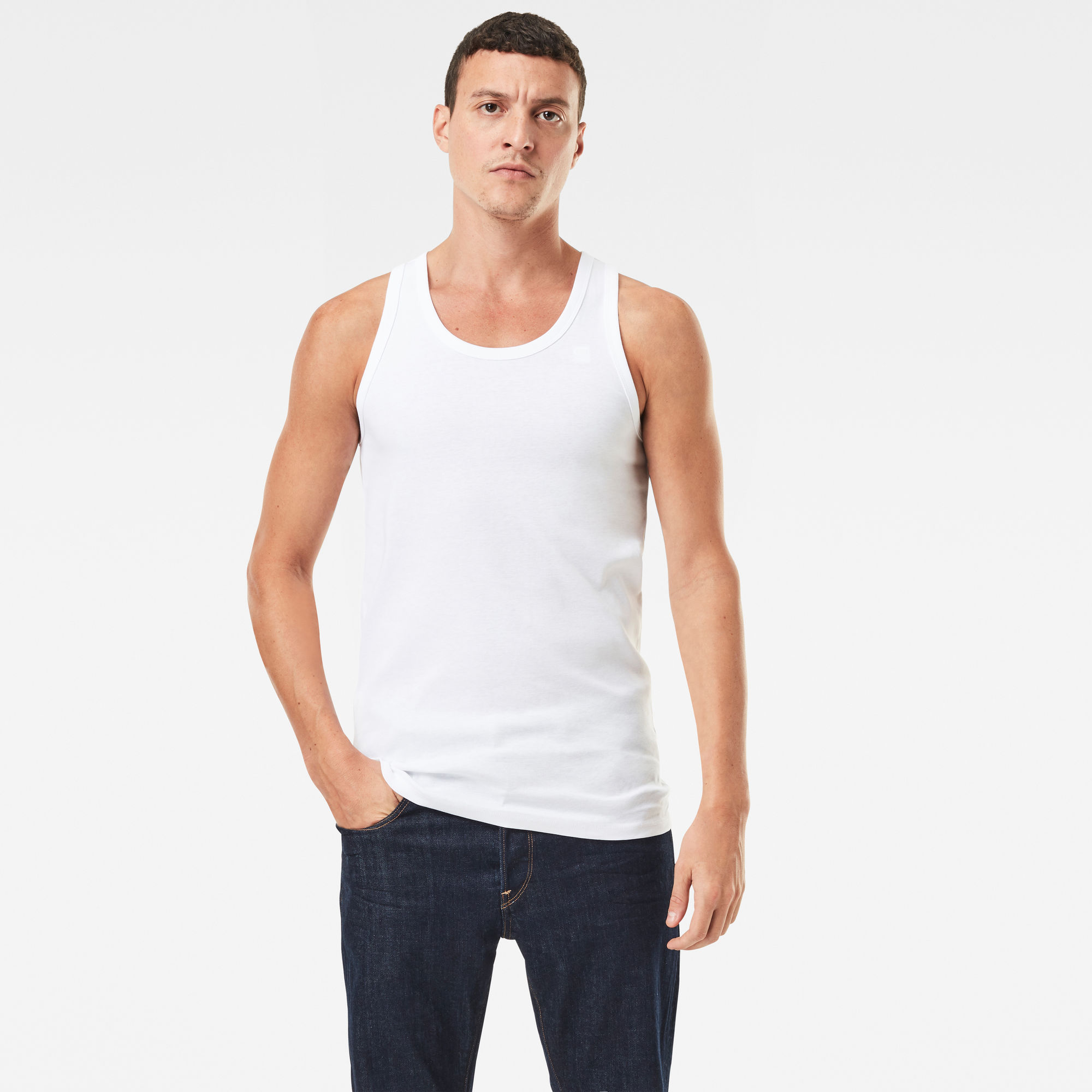 G-Star RAW Heren Basic Tanktop 2-Pack Wit G-Star RAW Heren Basic Tanktop 2-Pack Wit