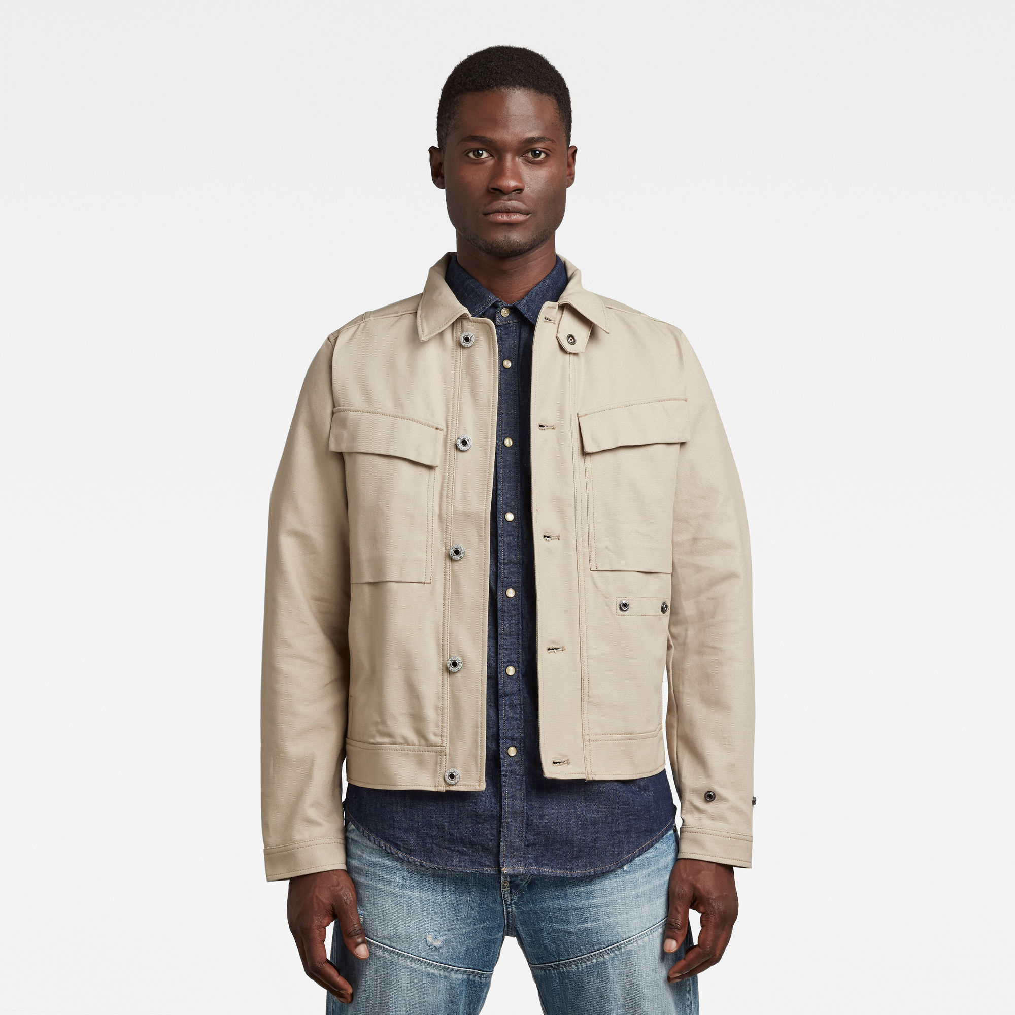 G-Star RAW Heren Short Biker Overshirt Beige G-Star RAW Heren Short Biker Overshirt Beige