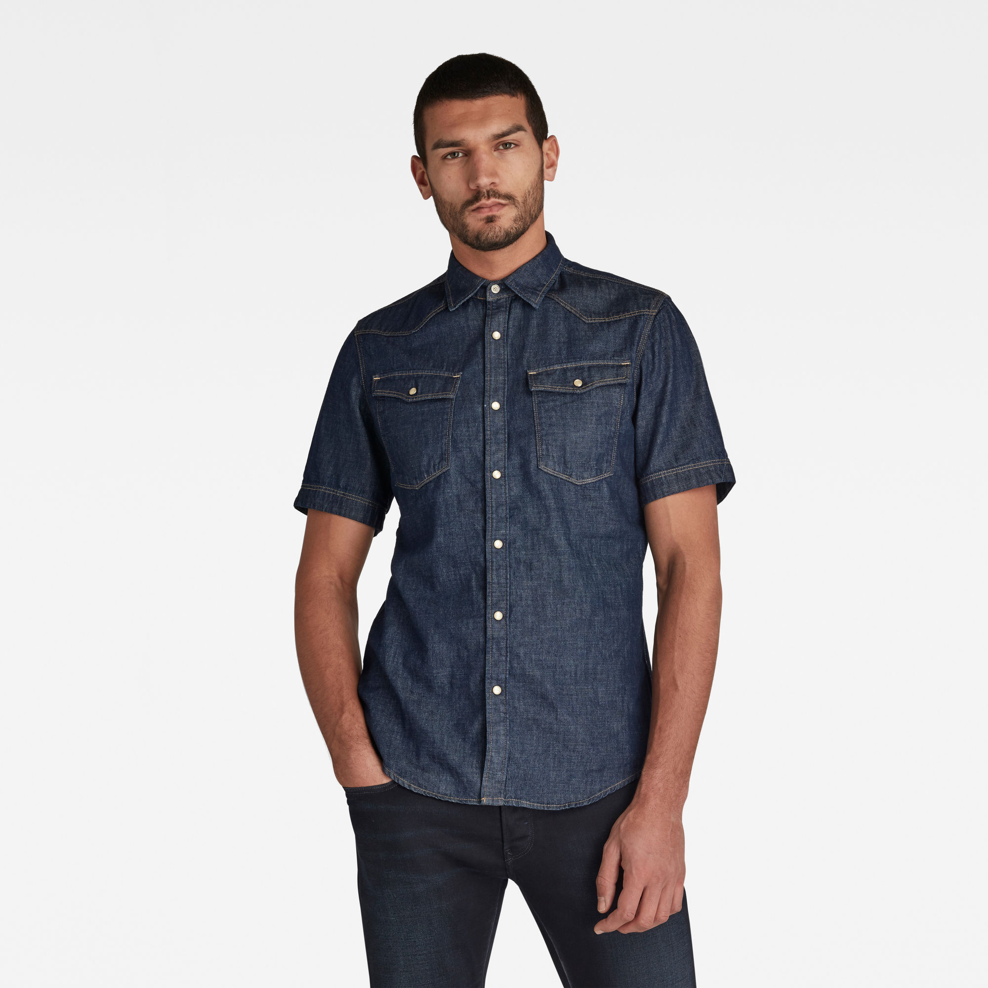 G-Star RAW Heren 3301 Slim Shirt Donkerblauw G-Star RAW Heren 3301 Slim Shirt Donkerblauw