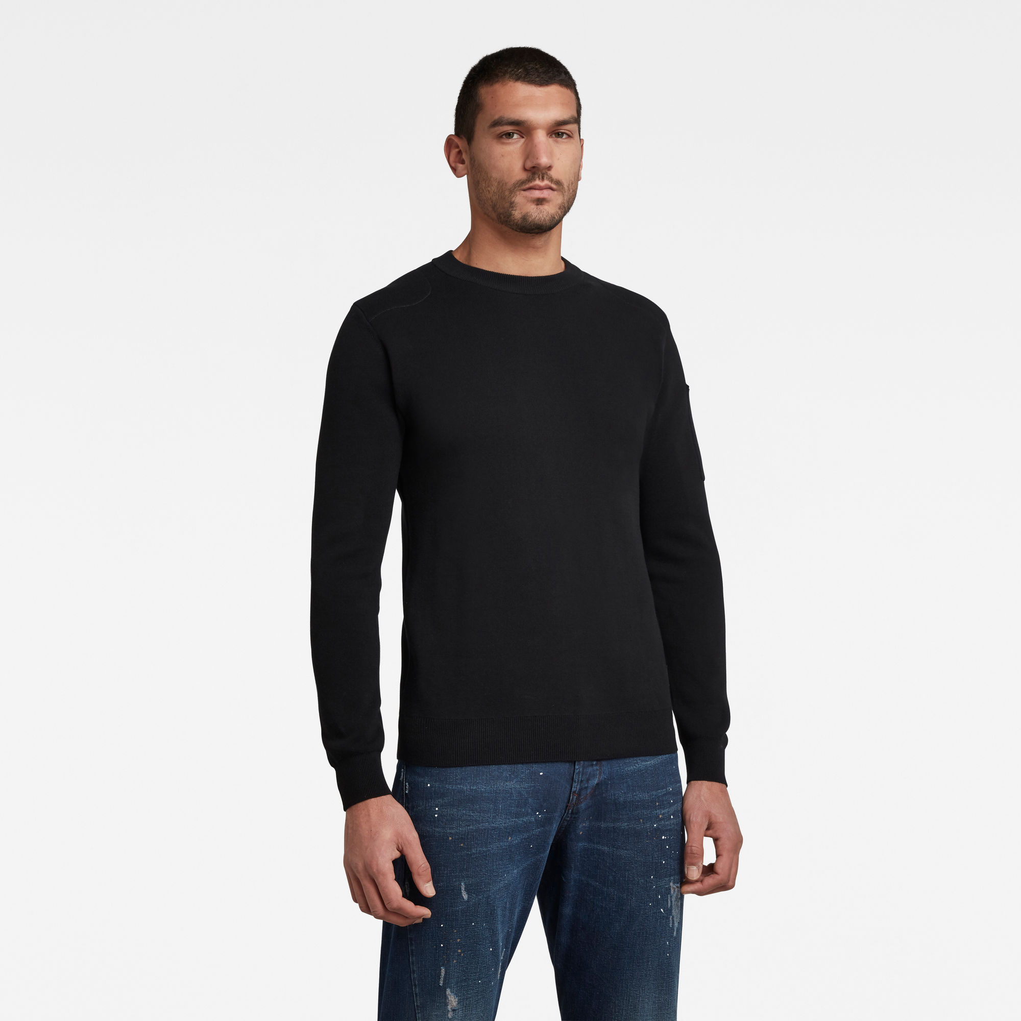 G-Star RAW Heren Sleeve Pocket Knitted Sweater Zwart G-Star RAW Heren Sleeve Pocket Knitted Sweater Zwart