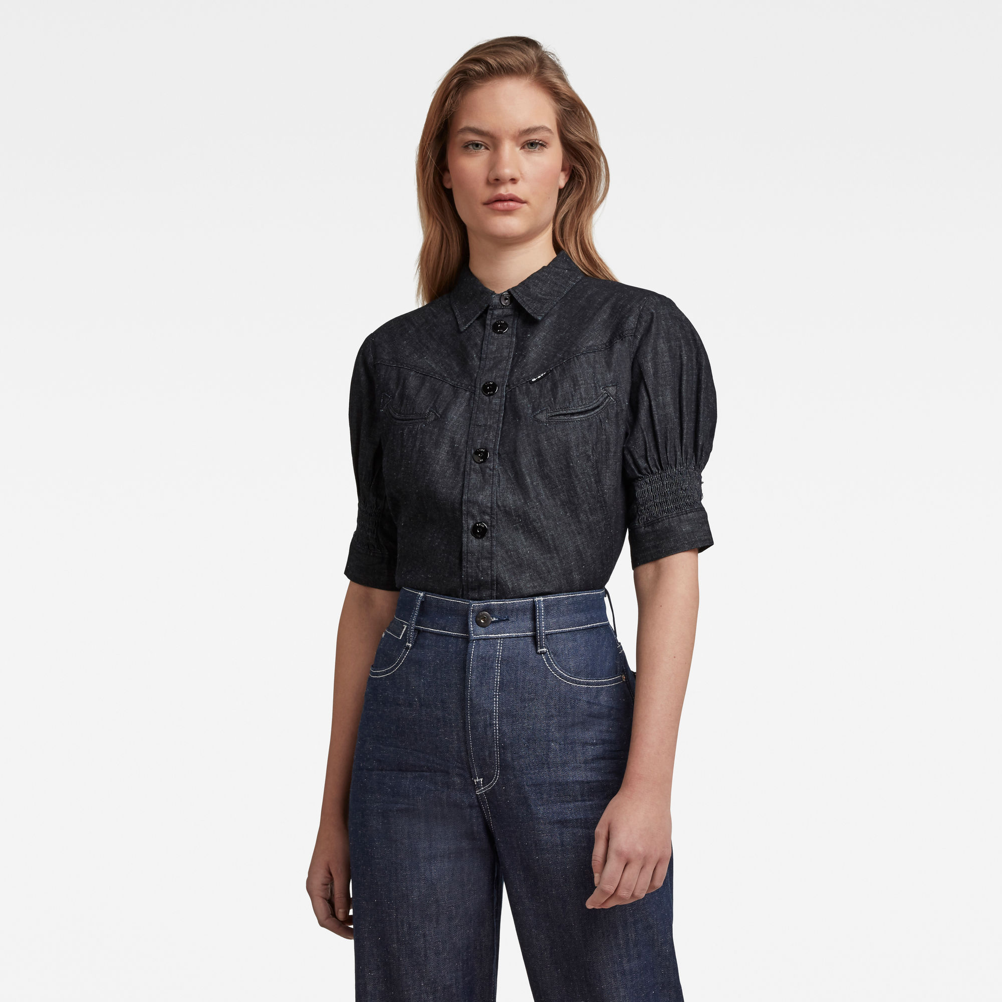 G-Star RAW Dames Smock Western Kick Back Shirt Donkerblauw G-Star RAW Dames Smock Western Kick Back Shirt Donkerblauw