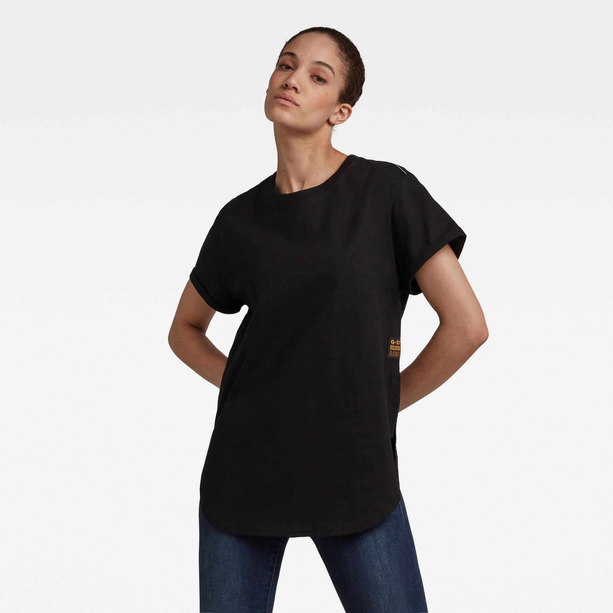 G-Star RAW Dames Long Slit Tee Zwart G-Star RAW Dames Long Slit Tee Zwart