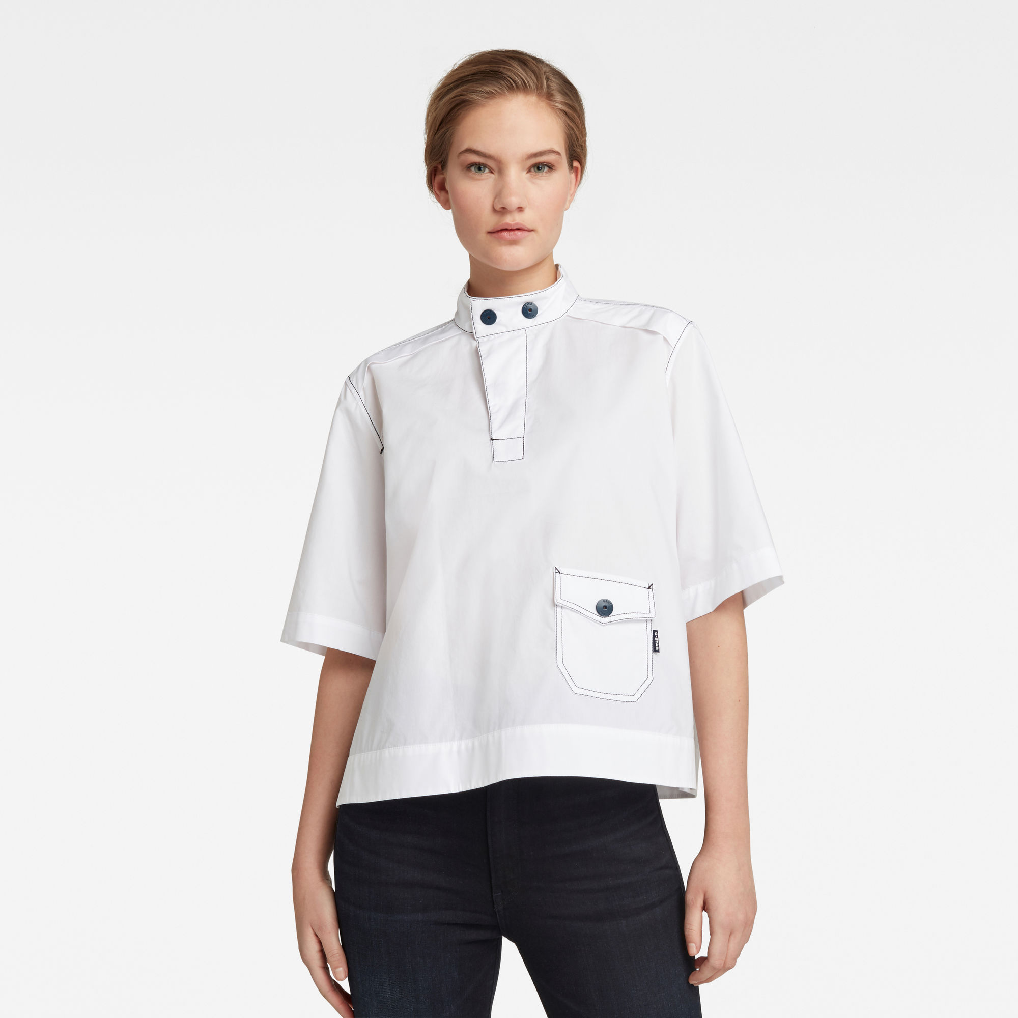 G-Star RAW Dames Swedish Collar Shirt Wit G-Star RAW Dames Swedish Collar Shirt Wit