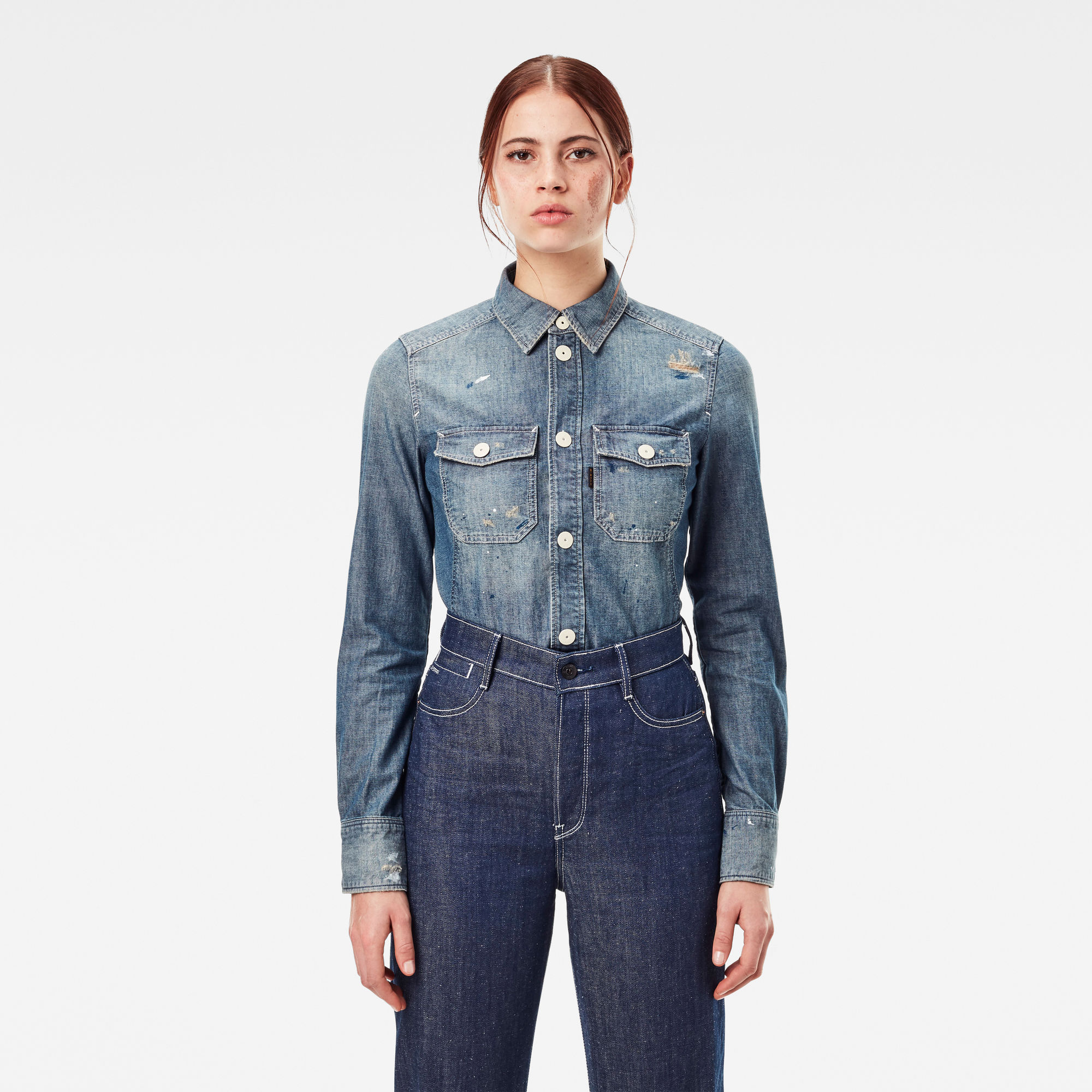 G-Star RAW Dames Kick Back Worker Shirt Blauw G-Star RAW Dames Kick Back Worker Shirt Blauw
