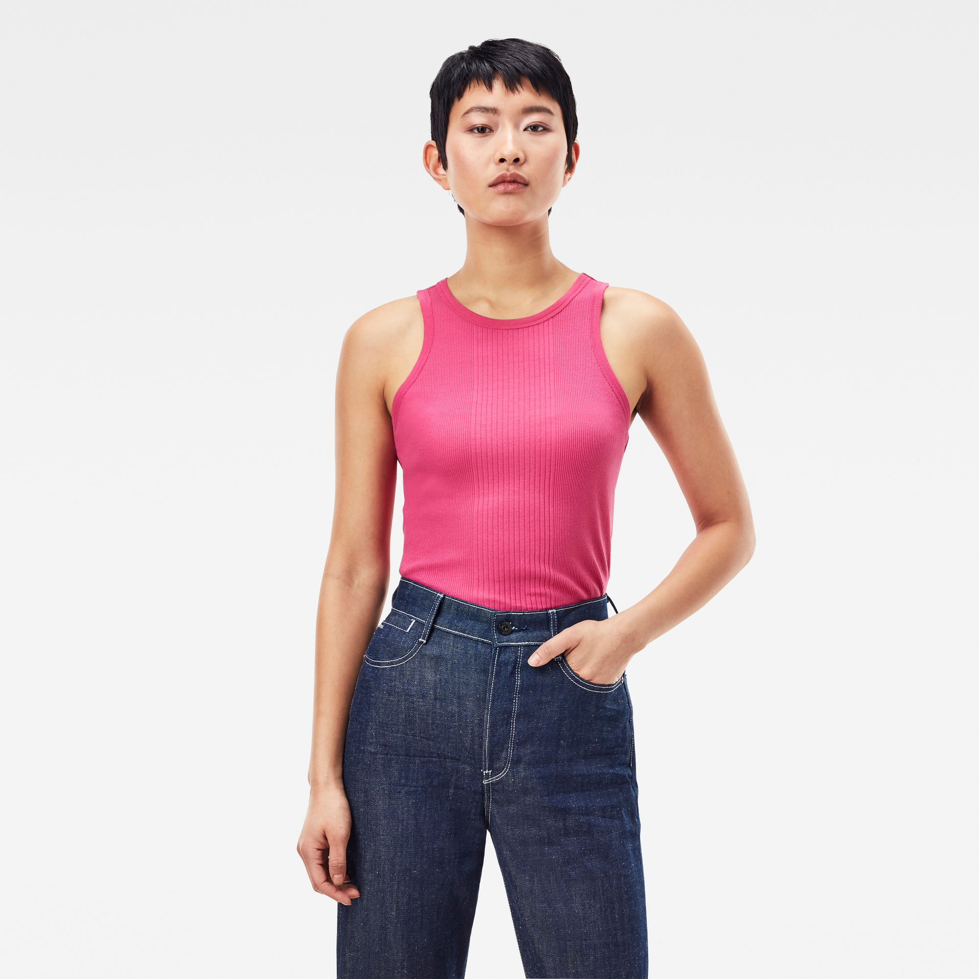G-Star RAW Dames Engineered Rib Tanktop Roze G-Star RAW Dames Engineered Rib Tanktop Roze
