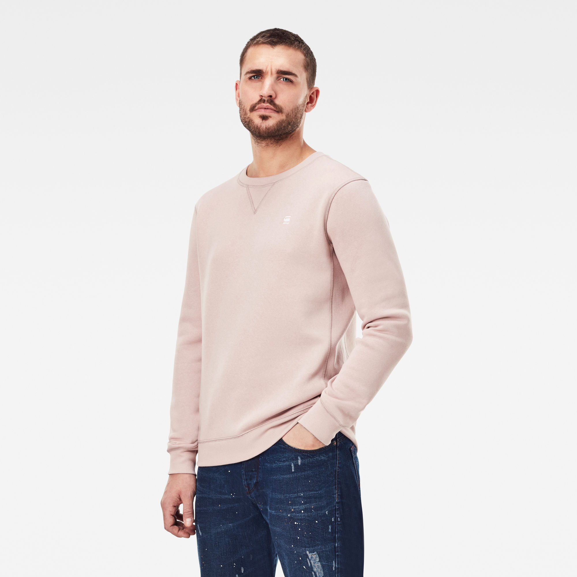 G-Star RAW Heren Premium Core Sweater Roze G-Star RAW Heren Premium Core Sweater Roze