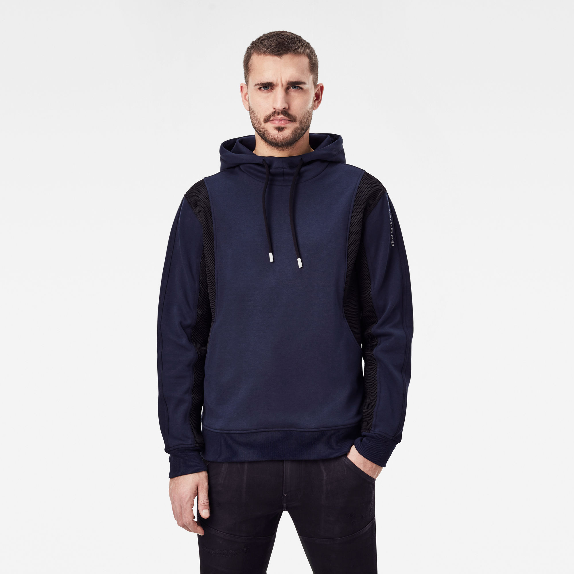 G-Star RAW Heren Moto Mesh Hooded Sweater Donkerblauw G-Star RAW Heren Moto Mesh Hooded Sweater Donkerblauw