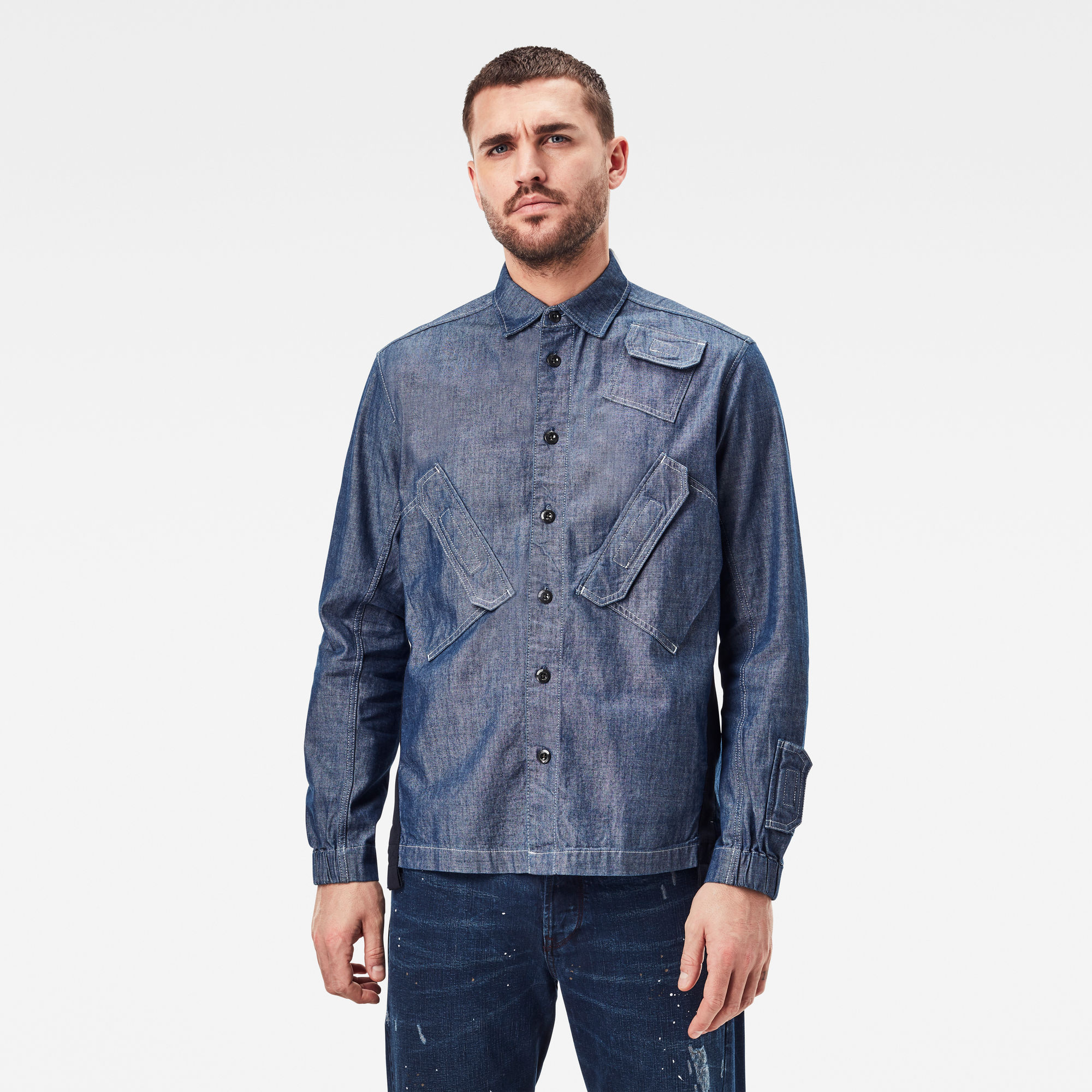 G-Star RAW Heren Multi Slant Pocket Relaxed Shirt Donkerblauw G-Star RAW Heren Multi Slant Pocket Relaxed Shirt Donkerblauw