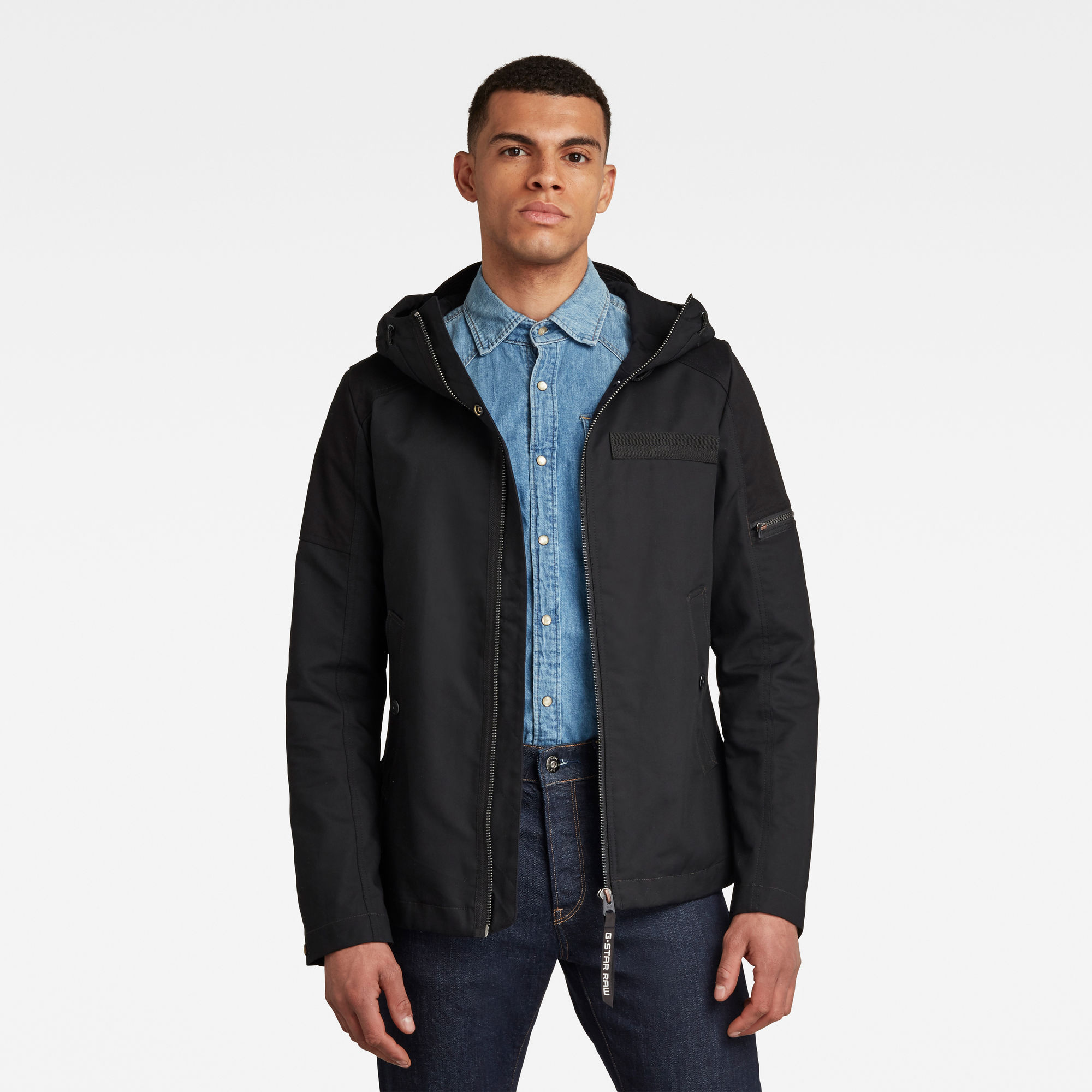 G-Star RAW Heren Batt Hooded Overshirt Zwart G-Star RAW Heren Batt Hooded Overshirt Zwart