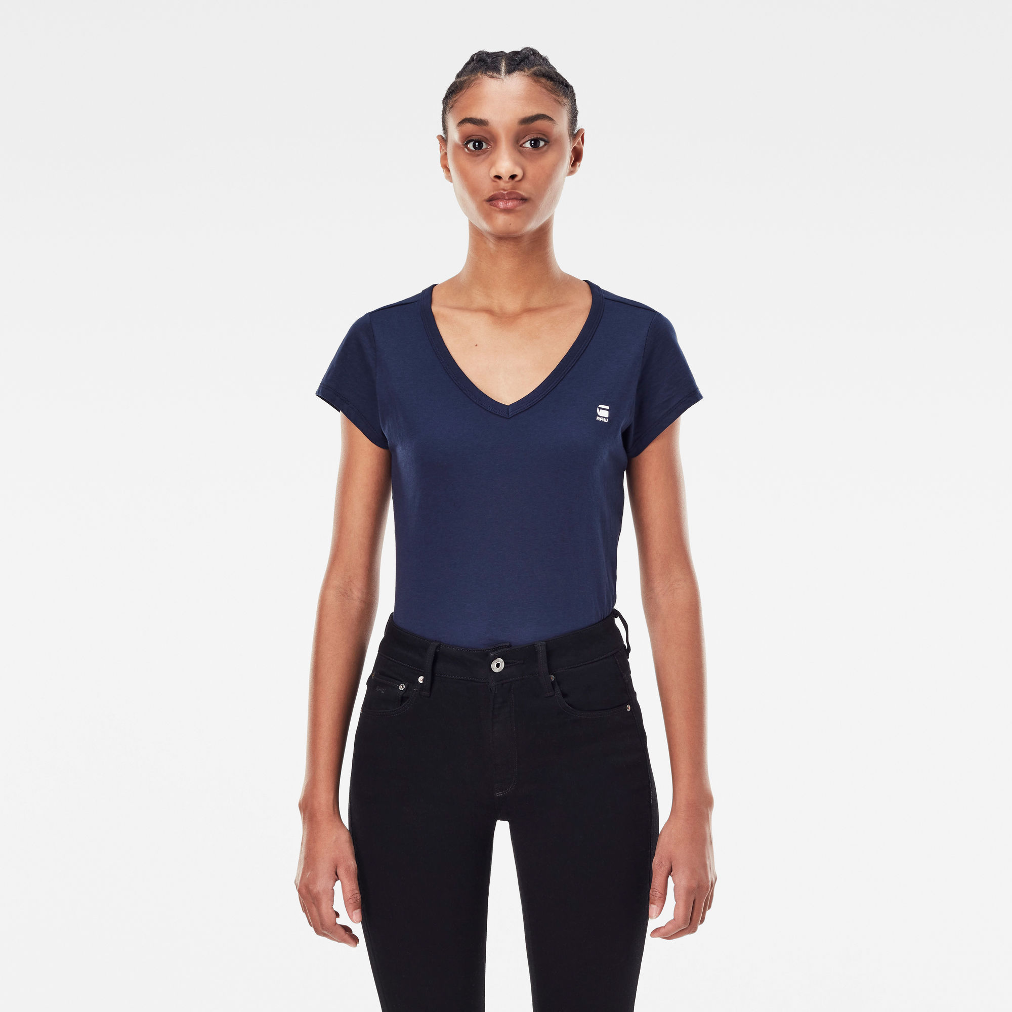 G-Star RAW Dames Eyben Slim T-Shirt Donkerblauw G-Star RAW Dames Eyben Slim T-Shirt Donkerblauw