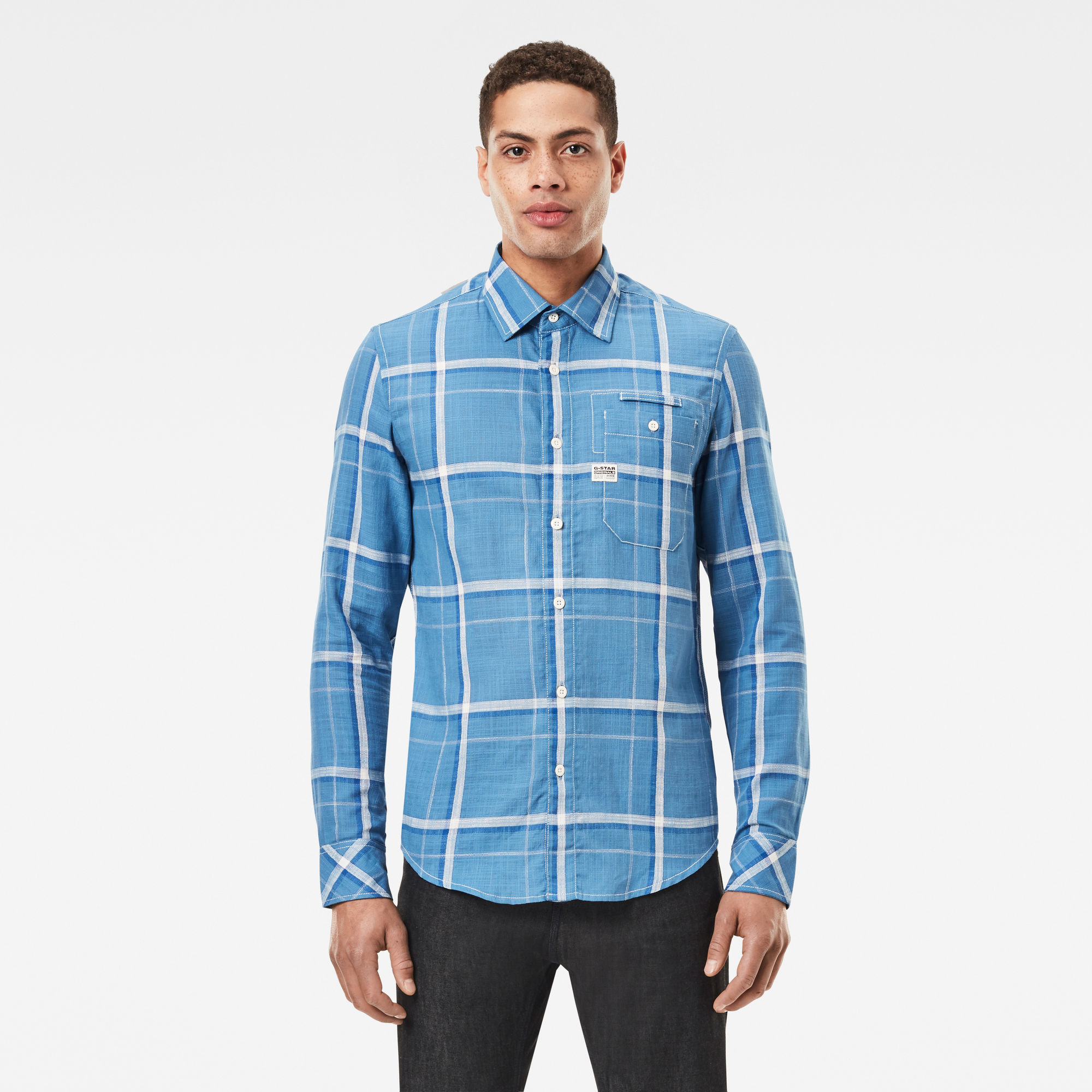 G-Star RAW Heren Bristum 1 Pocket Slim Shirt Lichtblauw G-Star RAW Heren Bristum 1 Pocket Slim Shirt Lichtblauw