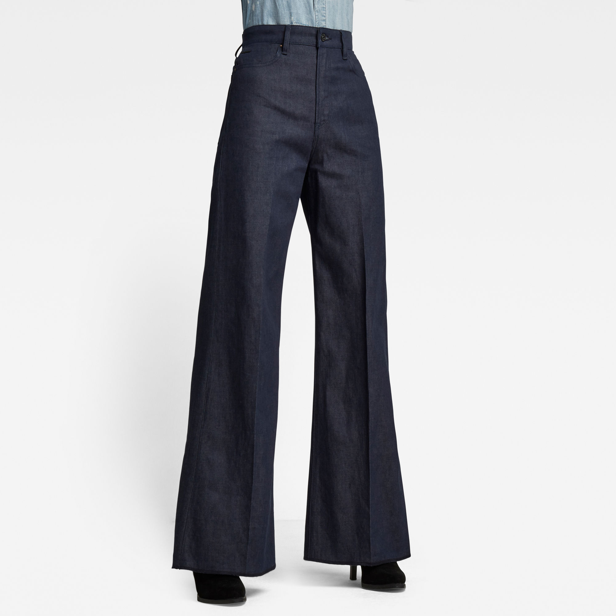 G-Star RAW Dames Deck Ultra High Wide Leg Jeans Donkerblauw G-Star RAW Dames Deck Ultra High Wide Leg Jeans Donkerblauw