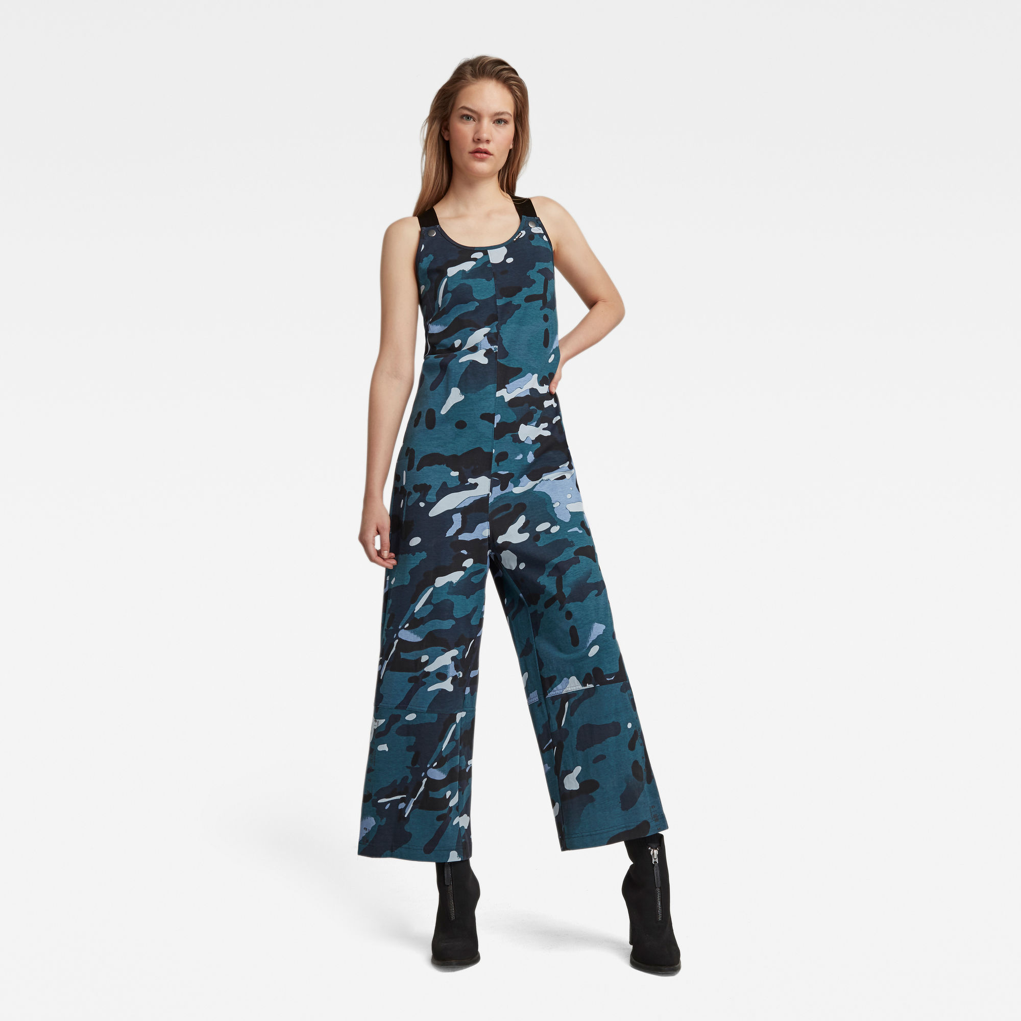G-Star RAW Dames Dungaree Camo Allover Jumpsuit Blauw G-Star RAW Dames Dungaree Camo Allover Jumpsuit Blauw