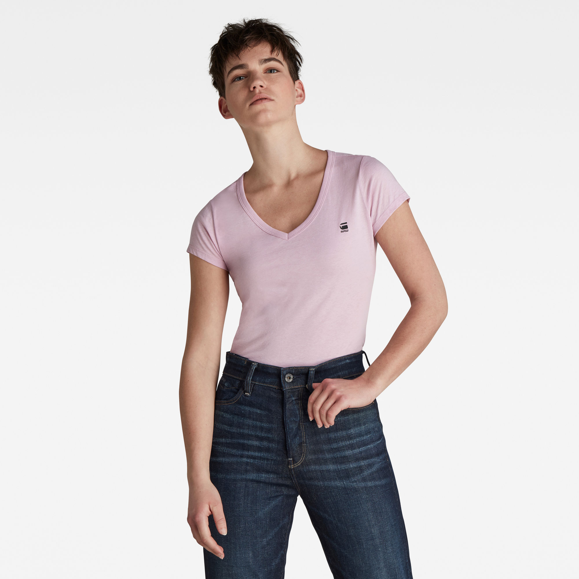 G-Star RAW Dames Eyben Slim V-Hals Top Paars G-Star RAW Dames Eyben Slim V-Hals Top Paars