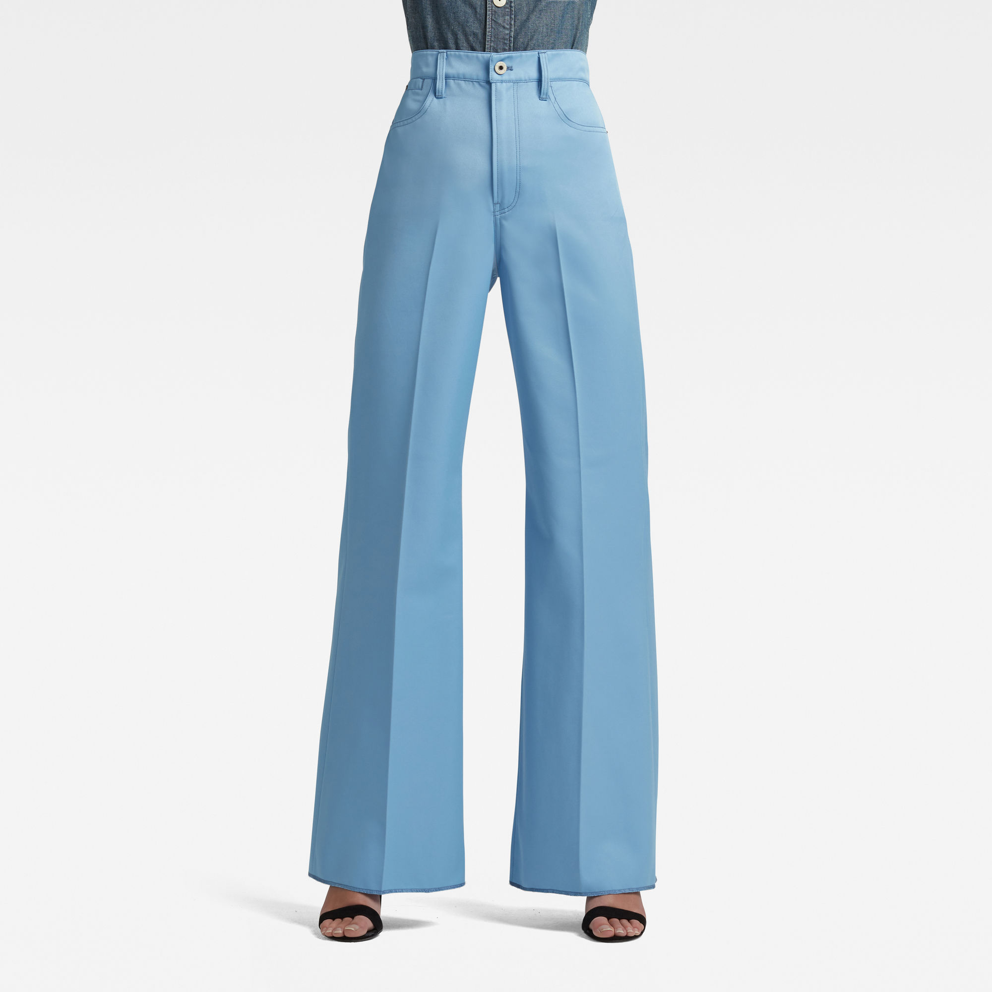 G-Star RAW Dames Deck Ultra High Wide Leg Broek Blauw G-Star RAW Dames Deck Ultra High Wide Leg Broek Blauw