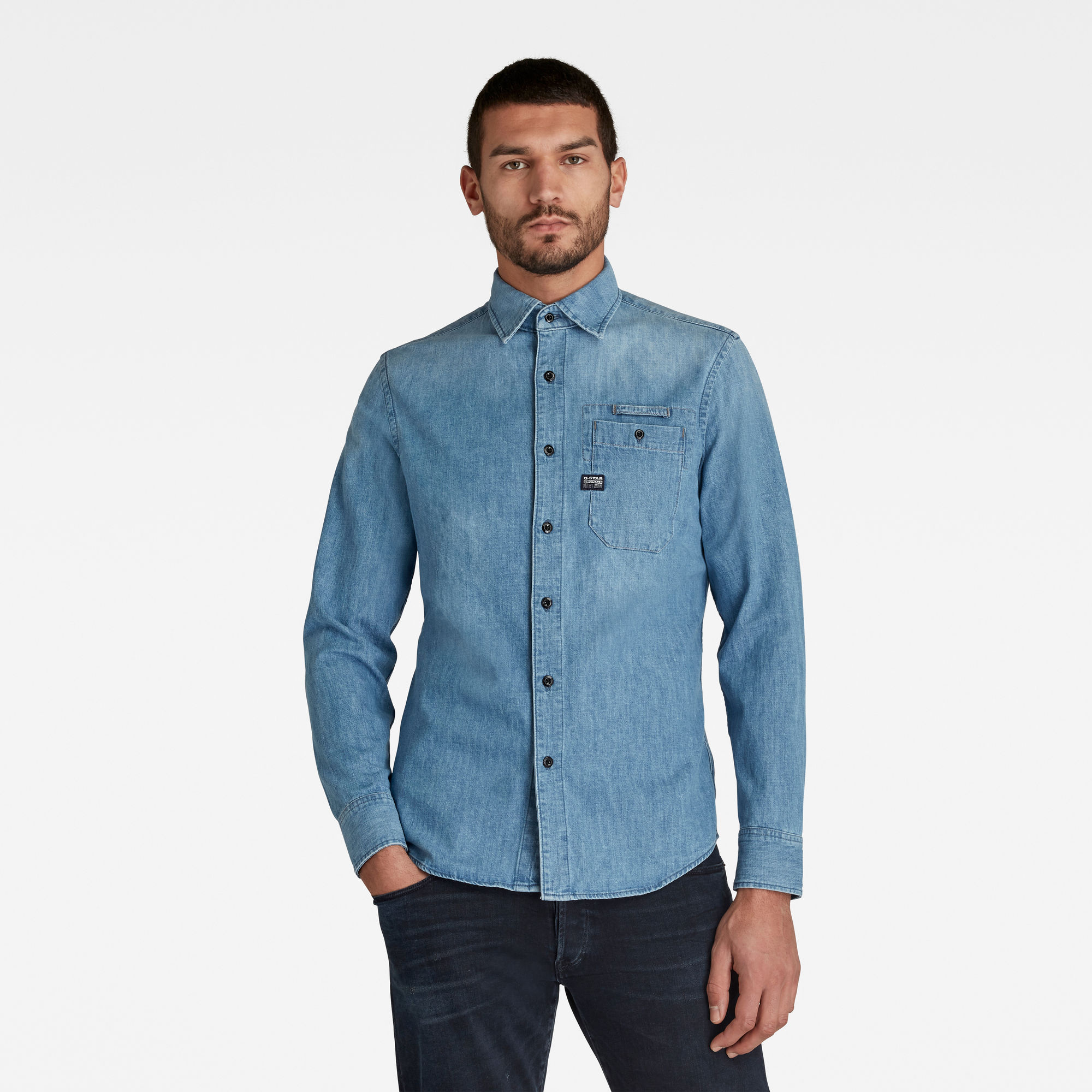 G-Star RAW Heren Bristum Slim Shirt Blauw G-Star RAW Heren Bristum Slim Shirt Blauw
