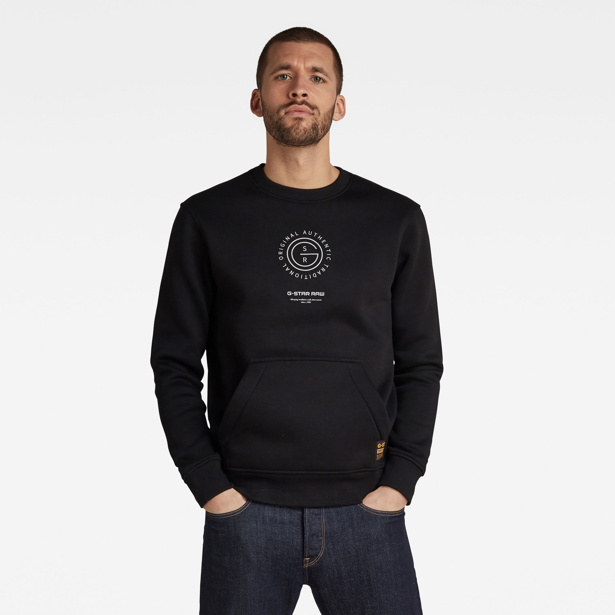 G-Star RAW Heren Multi Graphic Pocket Sweater Zwart G-Star RAW Heren Multi Graphic Pocket Sweater Zwart
