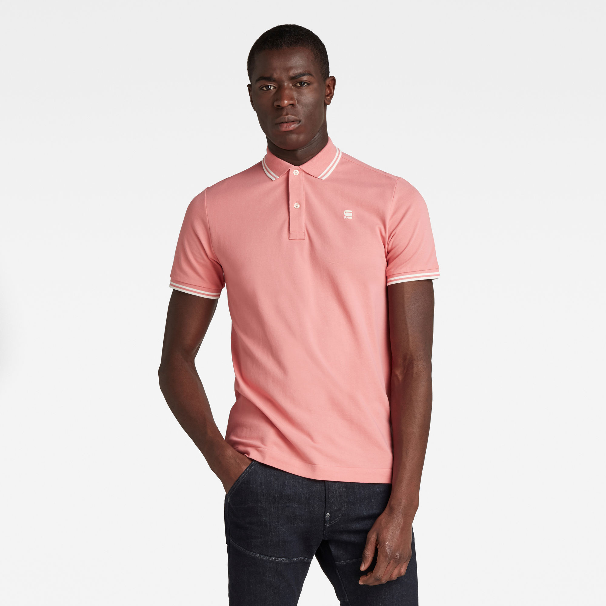 G-Star RAW Heren Dunda Slim Stripe Polo Roze G-Star RAW Heren Dunda Slim Stripe Polo Roze