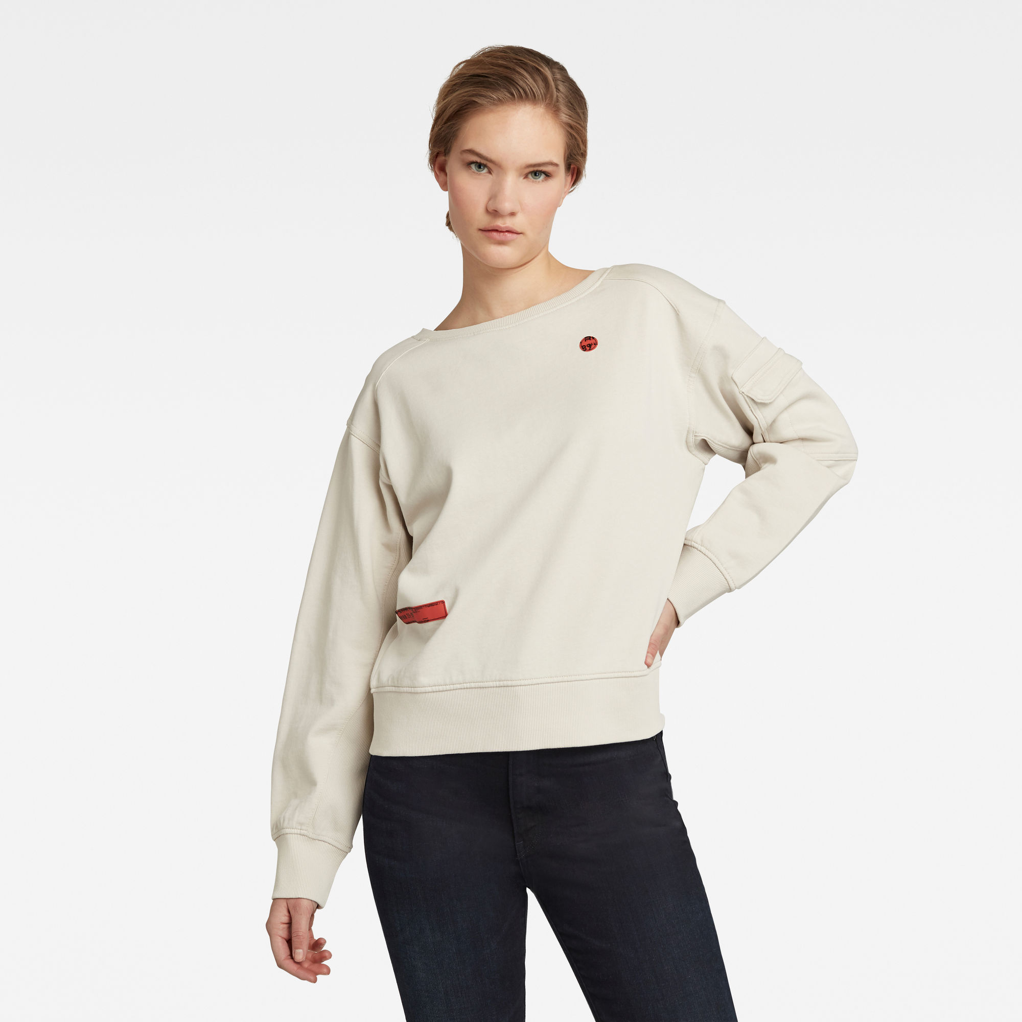 G-Star RAW Dames Sweater Boothals Beige G-Star RAW Dames Sweater Boothals Beige