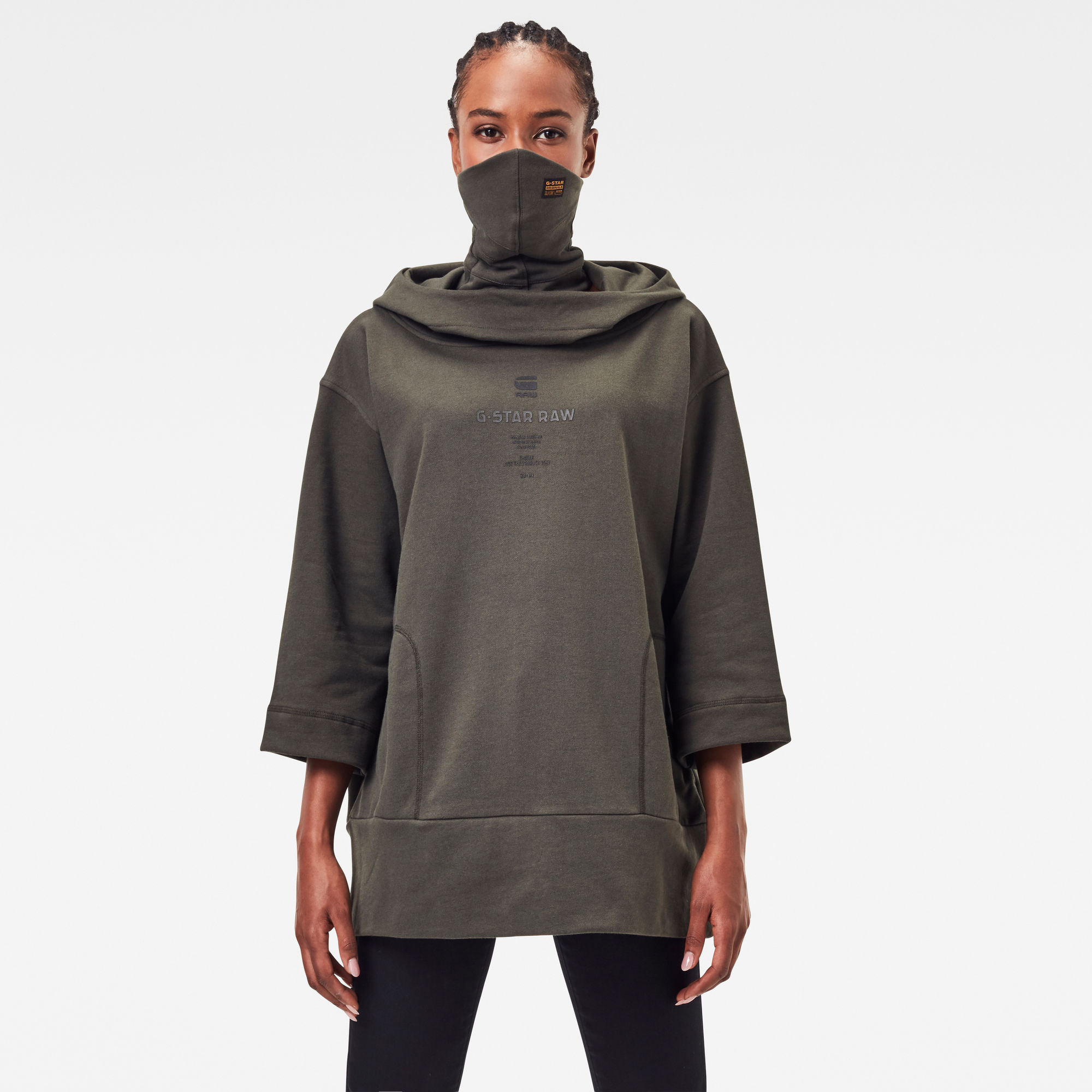 G-Star RAW Dames Oversized Cover Sweater Met Capuchon Grijs G-Star RAW Dames Oversized Cover Sweater Met Capuchon Grijs