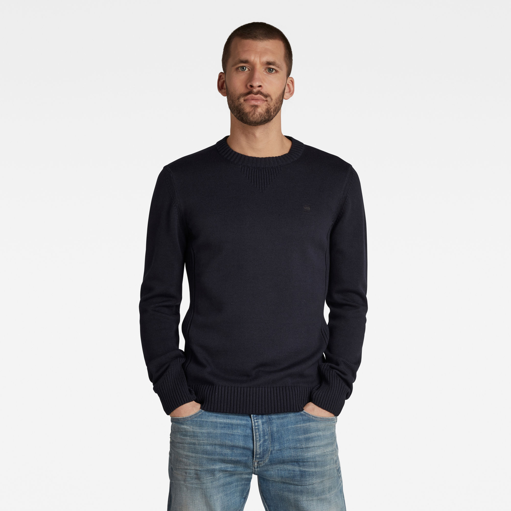G-Star RAW Heren Classic Sport Knitted Sweater Donkerblauw G-Star RAW Heren Classic Sport Knitted Sweater Donkerblauw
