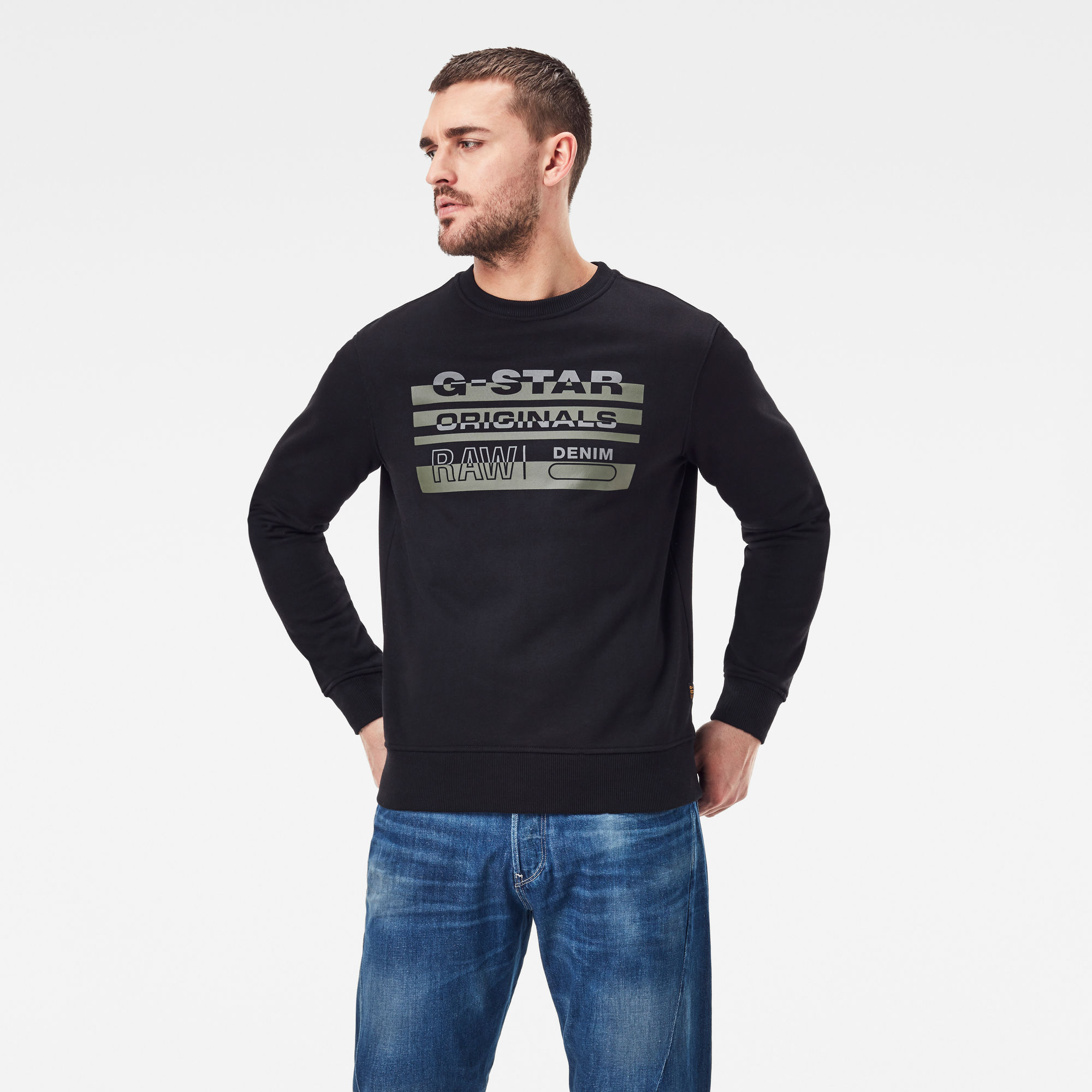 G-Star RAW Heren Originals Sweater Zwart G-Star RAW Heren Originals Sweater Zwart