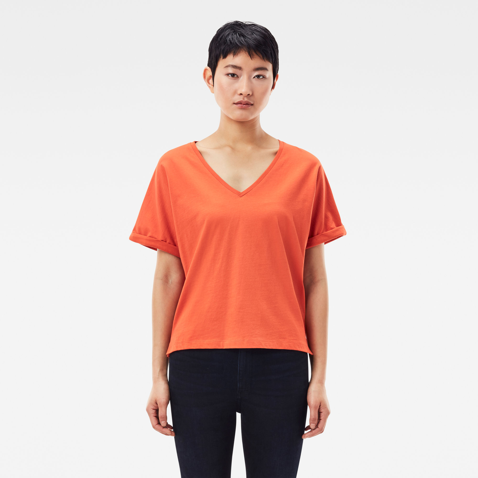 G-Star RAW Dames Joosa V- Neck Tee Oranje G-Star RAW Dames Joosa V- Neck Tee Oranje
