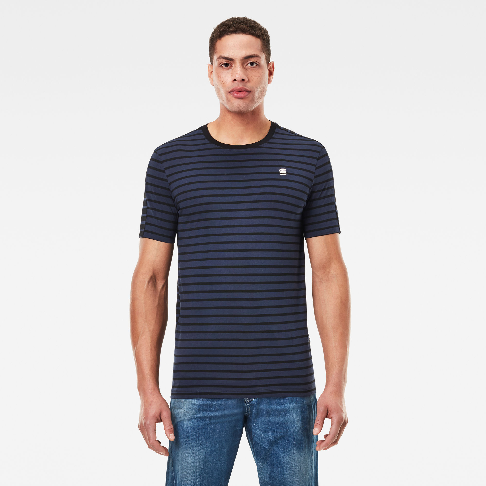 G-Star RAW Heren Korpaz Stripe Graphic Slim T-Shirt Donkerblauw G-Star RAW Heren Korpaz Stripe Graphic Slim T-Shirt Donkerblauw