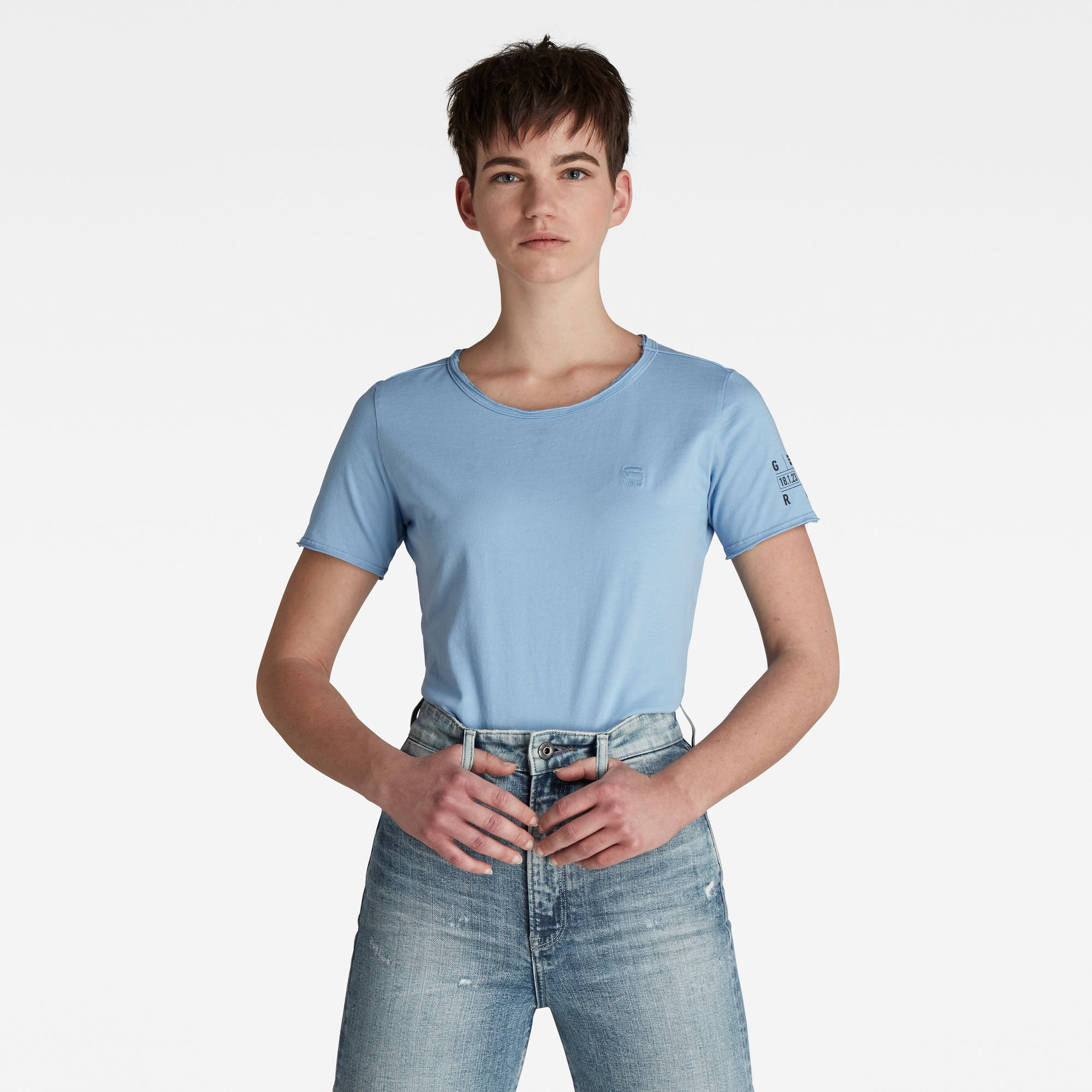 G-Star RAW Dames Mysid Optic Slim Top C Blauw G-Star RAW Dames Mysid Optic Slim Top C Blauw