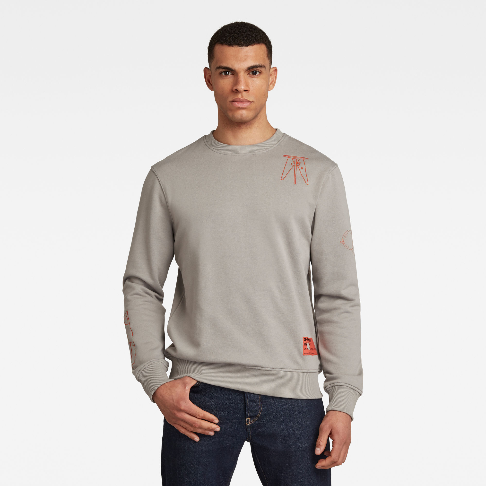 G-Star RAW Heren Object Graphic Sweater Grijs G-Star RAW Heren Object Graphic Sweater Grijs