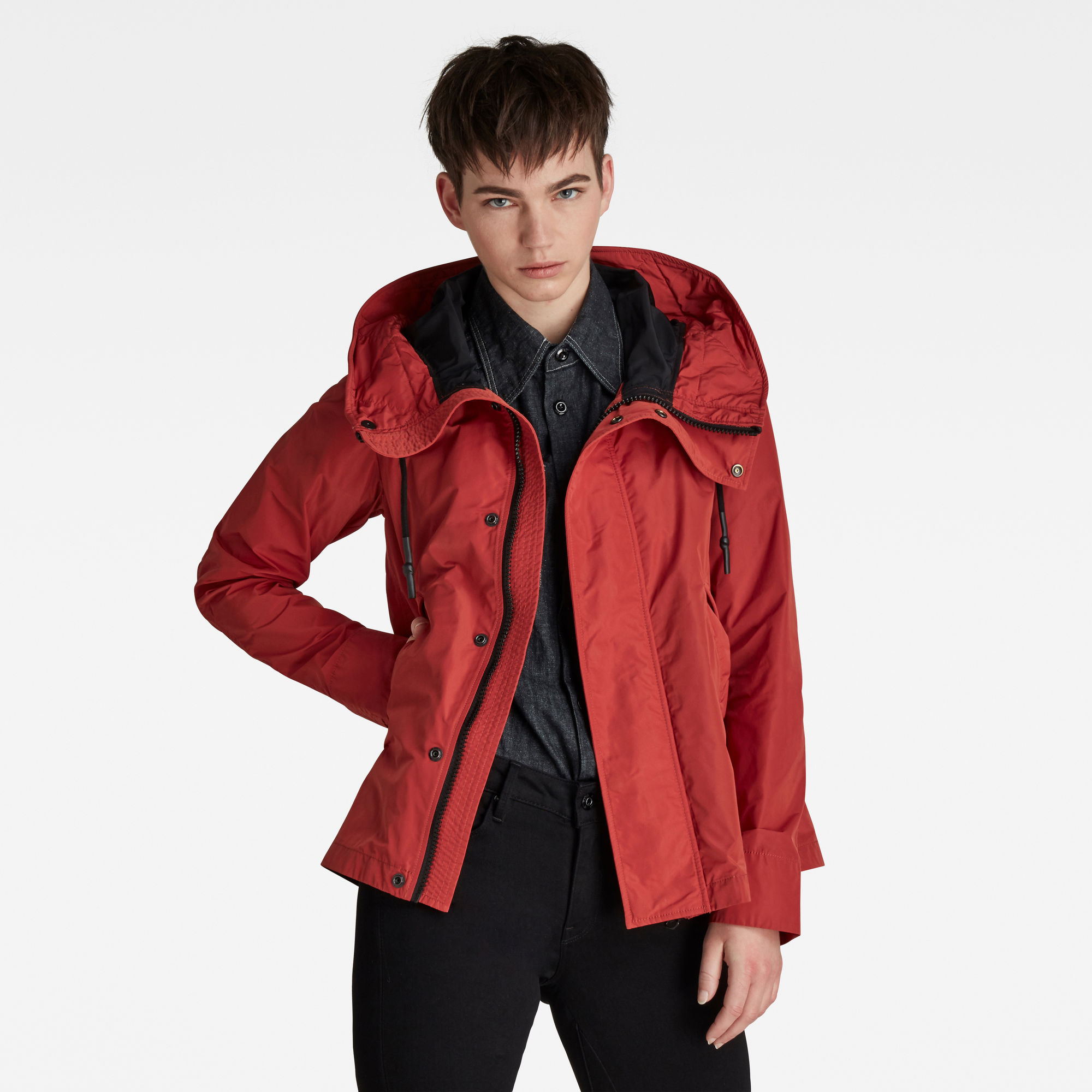 G-Star RAW Dames Short Parka Met Capuchon Rood G-Star RAW Dames Short Parka Met Capuchon Rood
