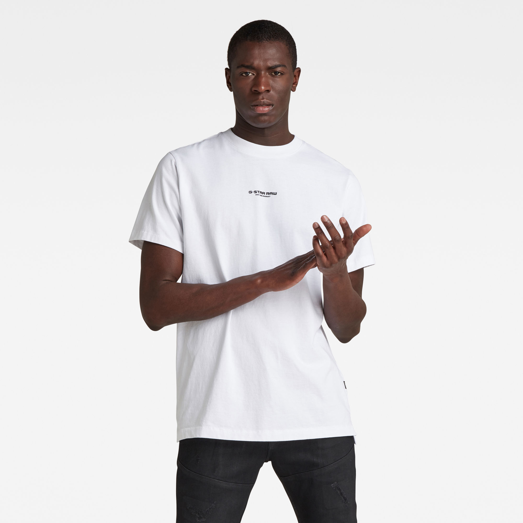 G-Star RAW Heren Center Chest Logo GR Loose T-Shirt Wit G-Star RAW Heren Center Chest Logo GR Loose T-Shirt Wit