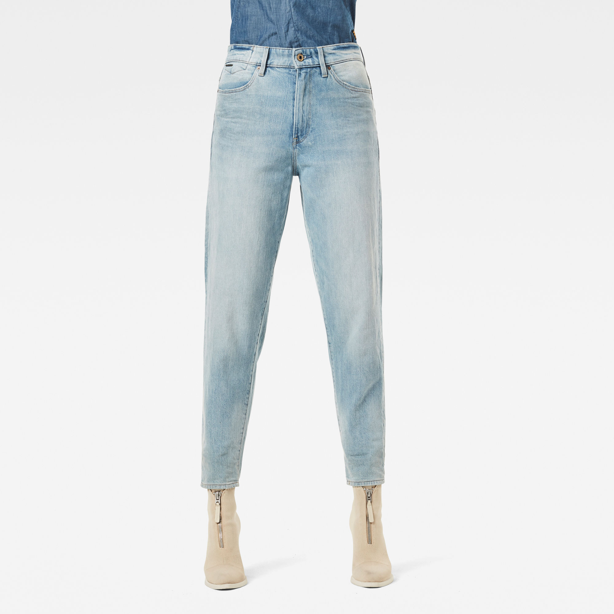 G-Star RAW Dames Janeh Ultra High Mom Ankle Jeans Lichtblauw G-Star RAW Dames Janeh Ultra High Mom Ankle Jeans Lichtblauw