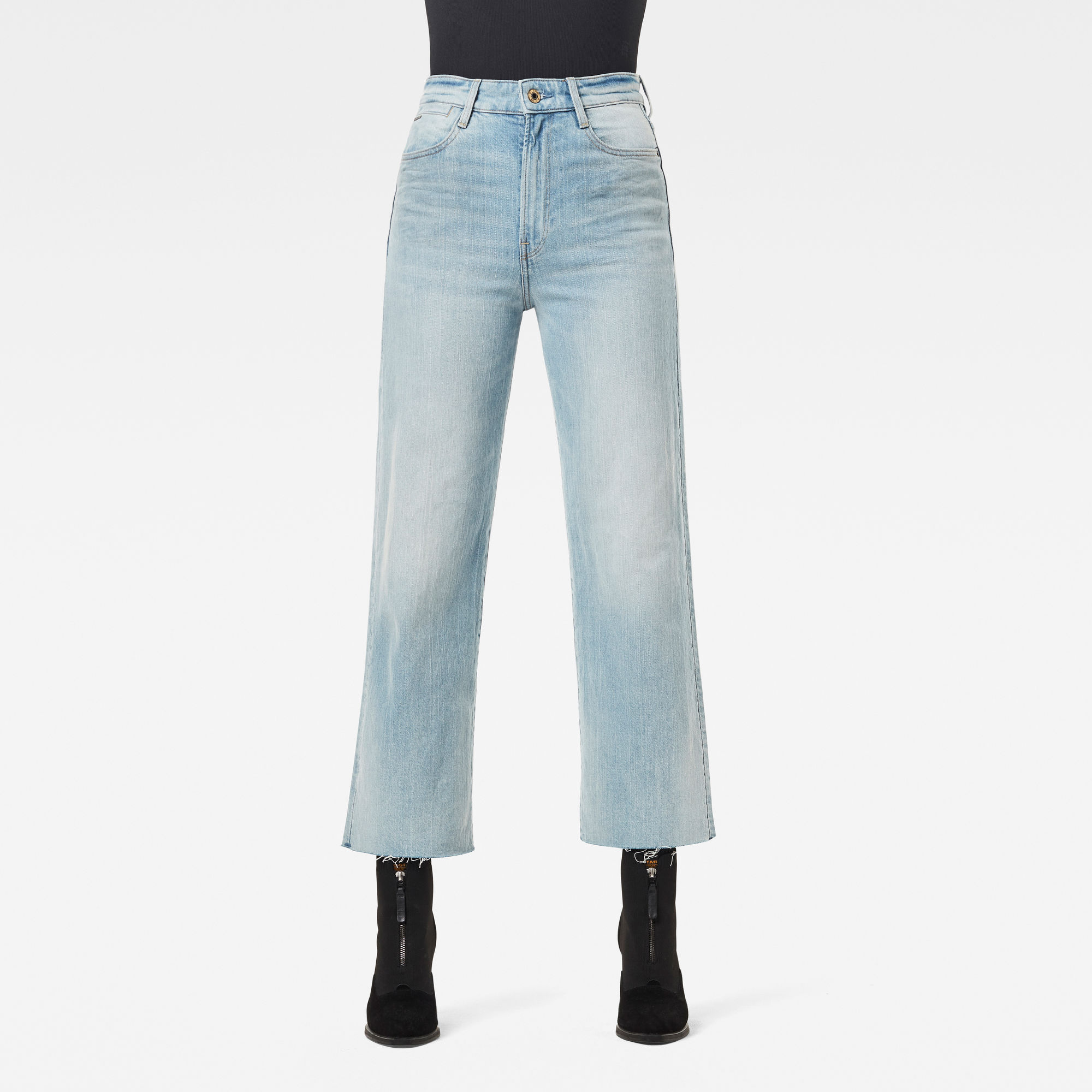 G-Star RAW Dames Tedie Ultra High Straight Raw Edge Ankle Jeans Lichtblauw G-Star RAW Dames Tedie Ultra High Straight Raw Edge Ankle Jeans Lichtblauw