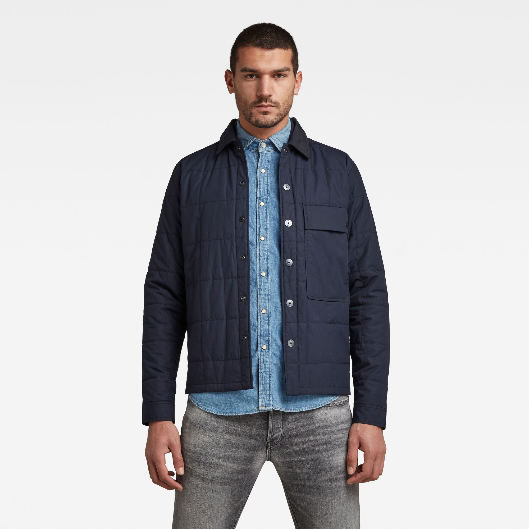 G-Star RAW Heren Quilted Overshirt Donkerblauw G-Star RAW Heren Quilted Overshirt Donkerblauw