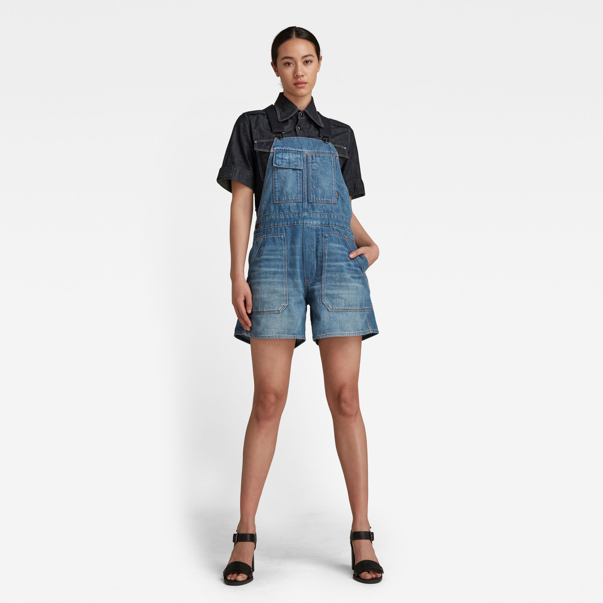 G-Star RAW Dames Korte Tuinbroek Utility Boyfriend Lichtblauw G-Star RAW Dames Korte Tuinbroek Utility Boyfriend Lichtblauw