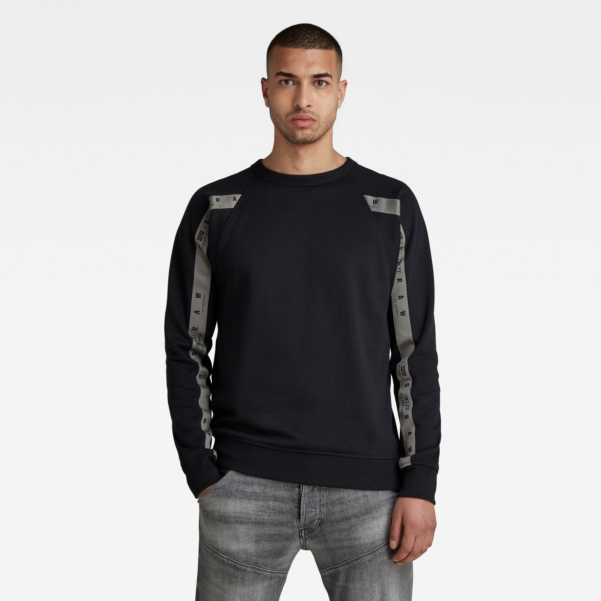 G-Star RAW Heren Raglan Taping Sweater Zwart G-Star RAW Heren Raglan Taping Sweater Zwart