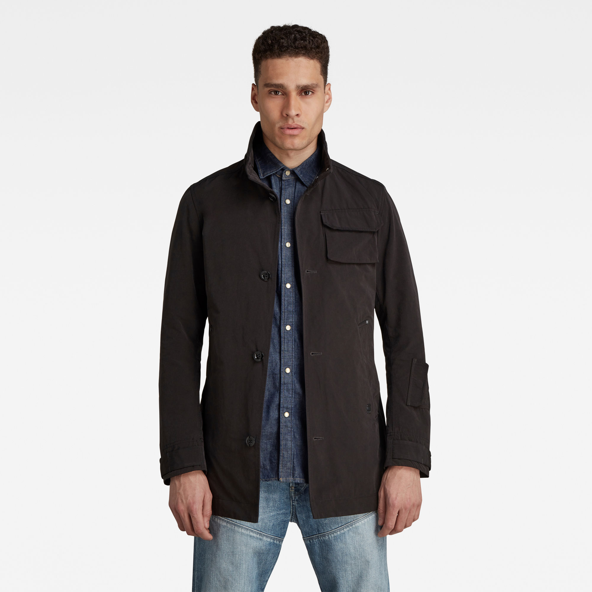 G-Star RAW Heren Utility HB Tape Trenchcoat Zwart G-Star RAW Heren Utility HB Tape Trenchcoat Zwart