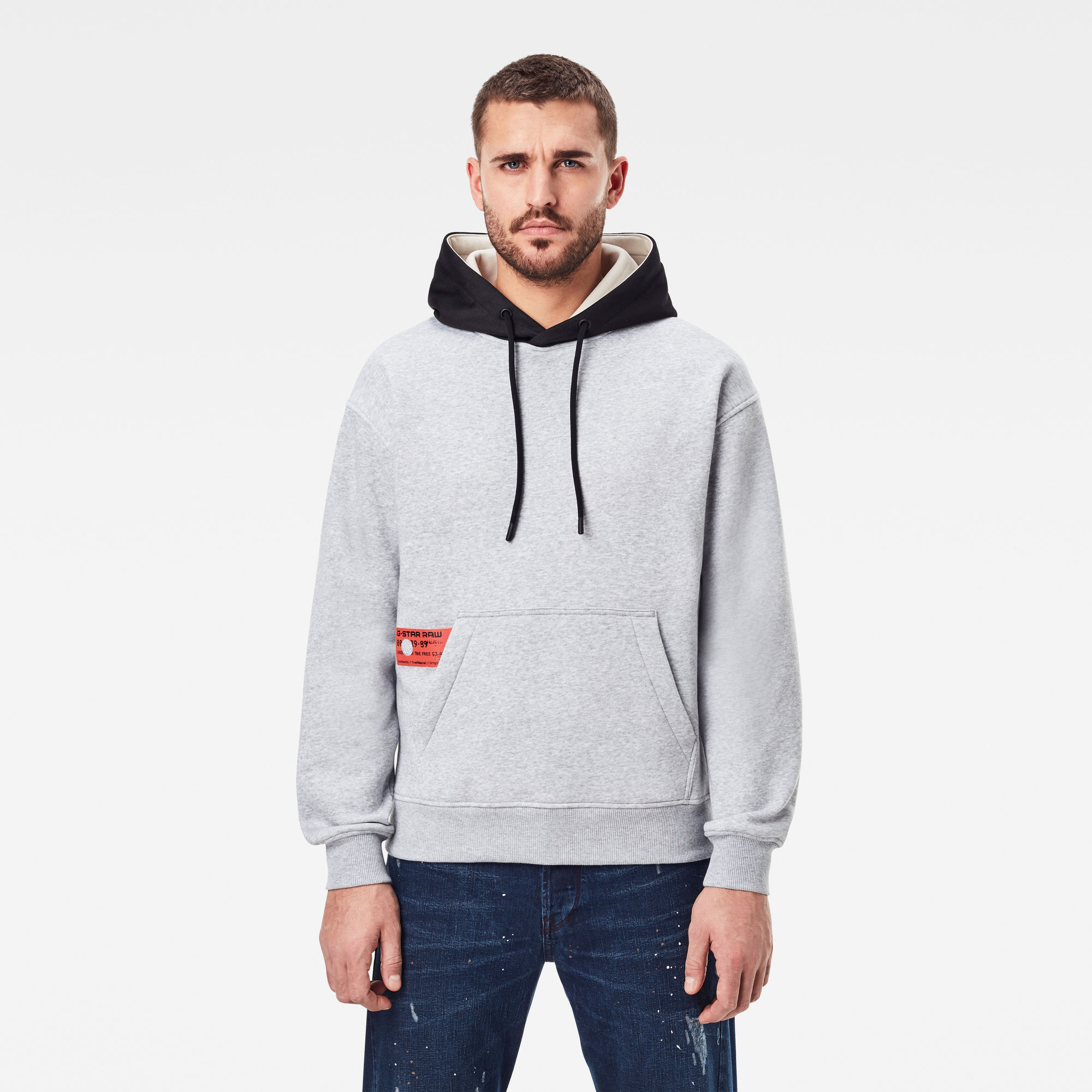 G-Star RAW Heren Contrast Hooded Sweater Grijs G-Star RAW Heren Contrast Hooded Sweater Grijs