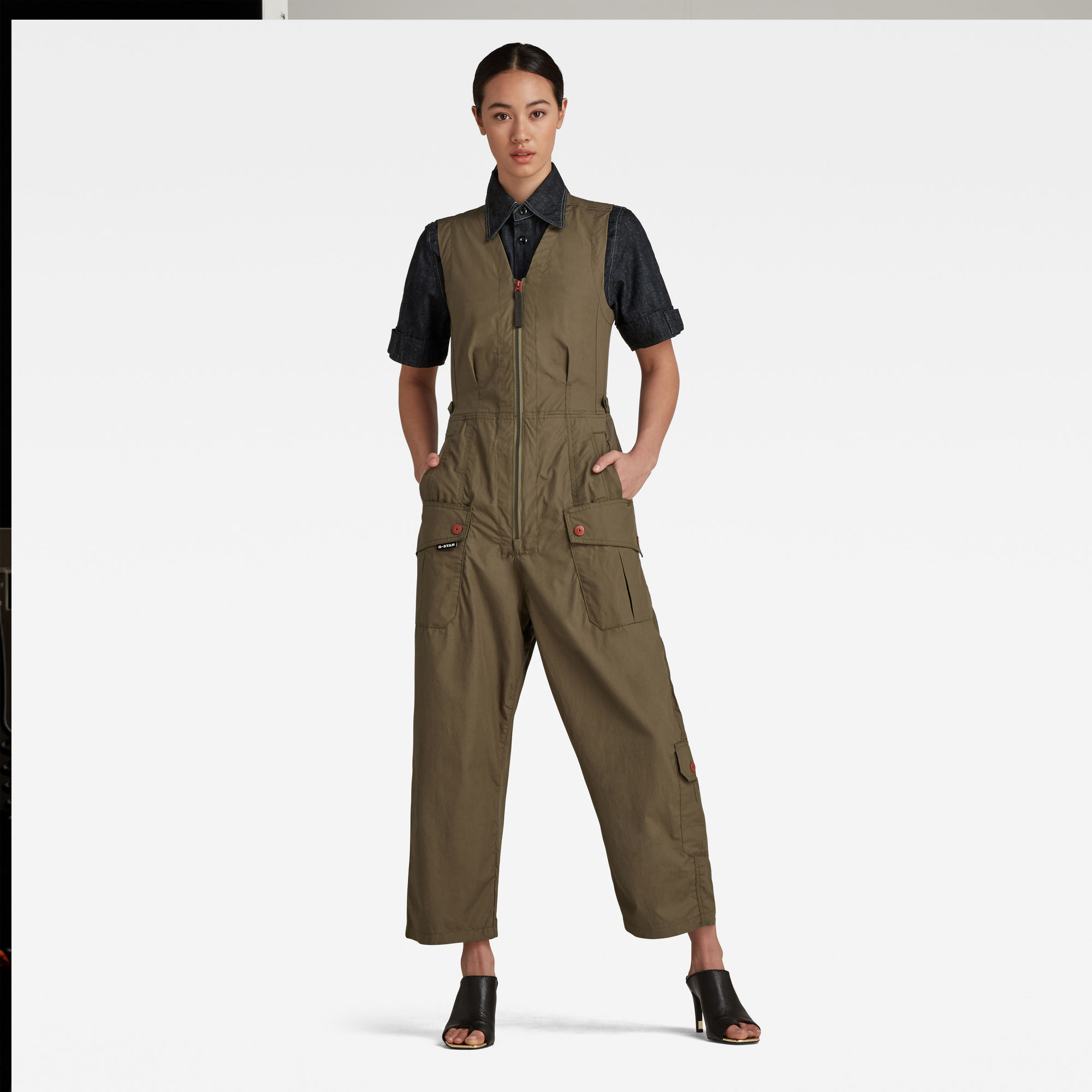 G-Star RAW Dames Sleeveless Jumpsuit Groen G-Star RAW Dames Sleeveless Jumpsuit Groen