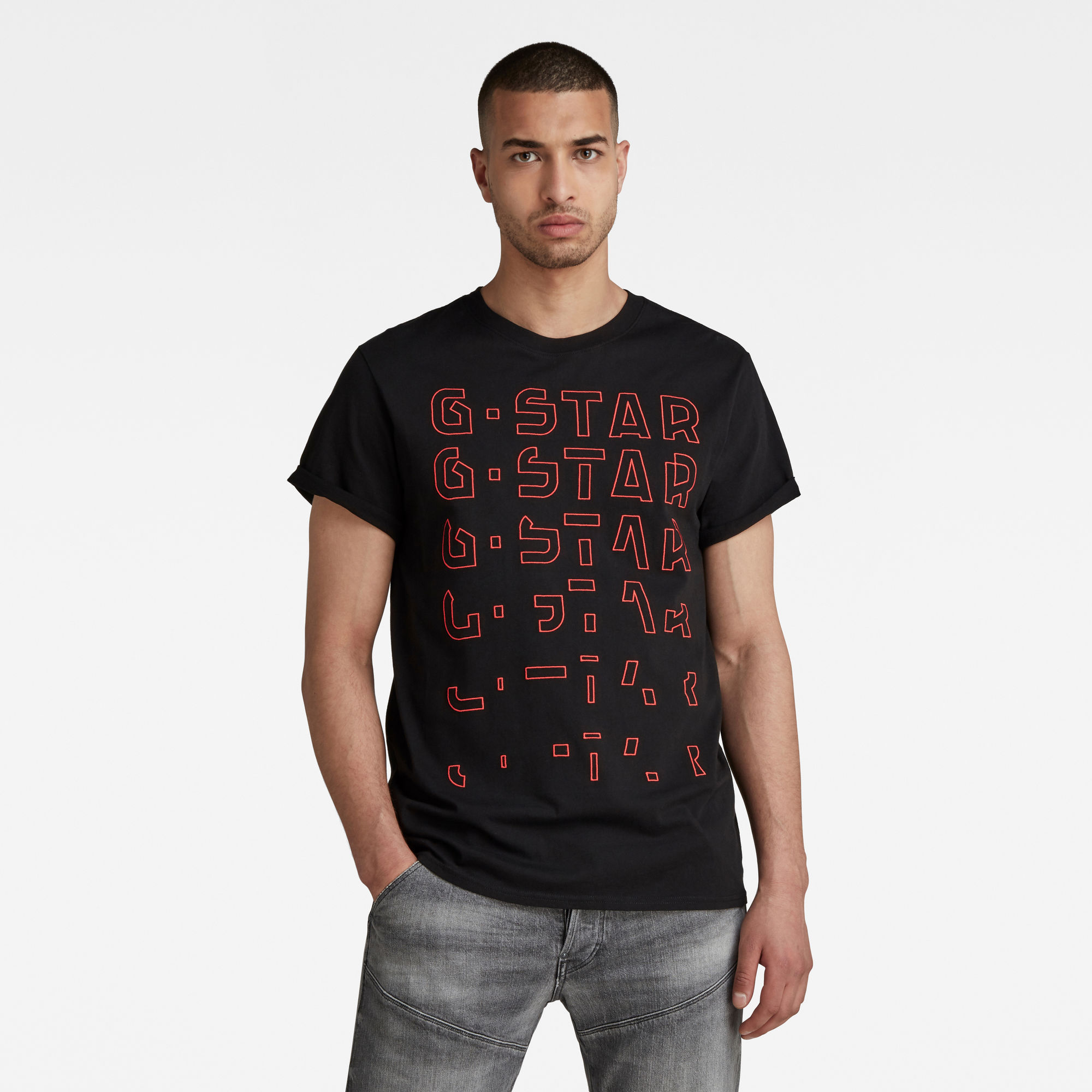 G-Star RAW Heren Embro Gradient Graphic Lash T-Shirt Zwart G-Star RAW Heren Embro Gradient Graphic Lash T-Shirt Zwart