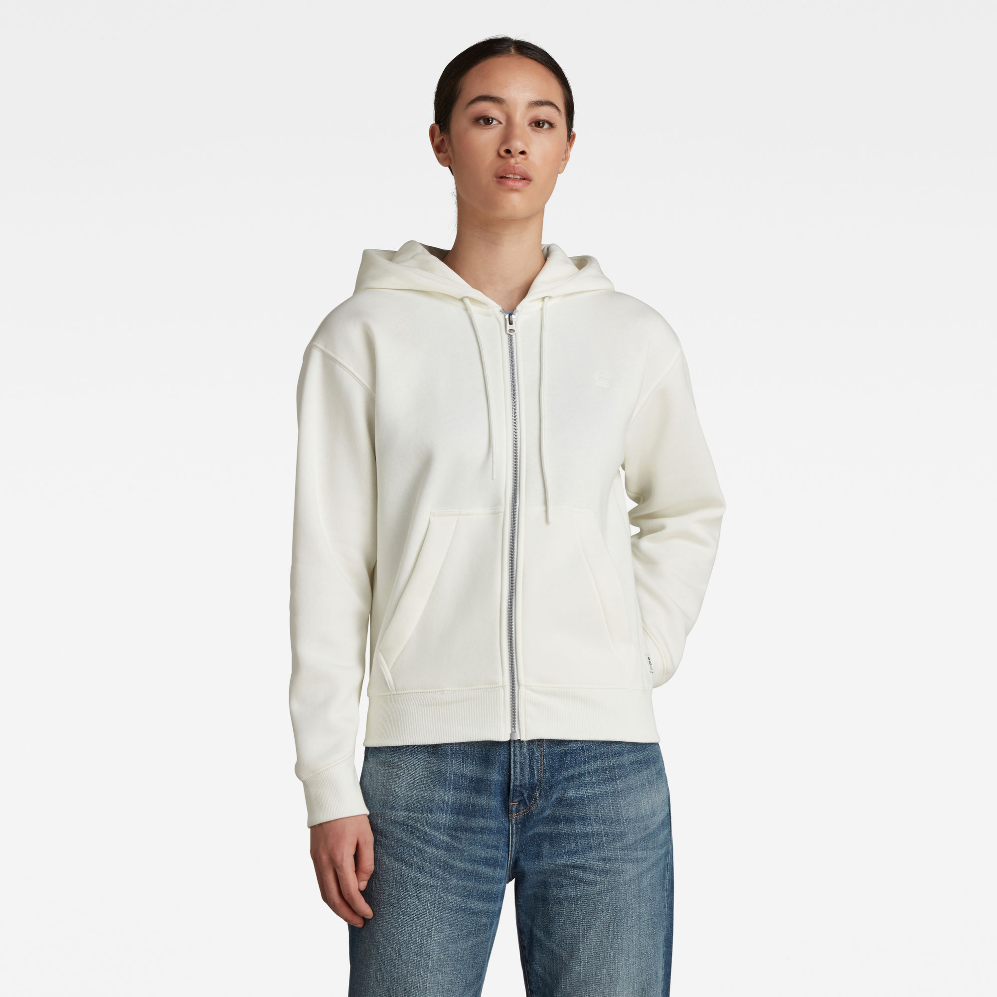 G-Star RAW Dames Premium Core Zip Through Hoodie Wit G-Star RAW Dames Premium Core Zip Through Hoodie Wit