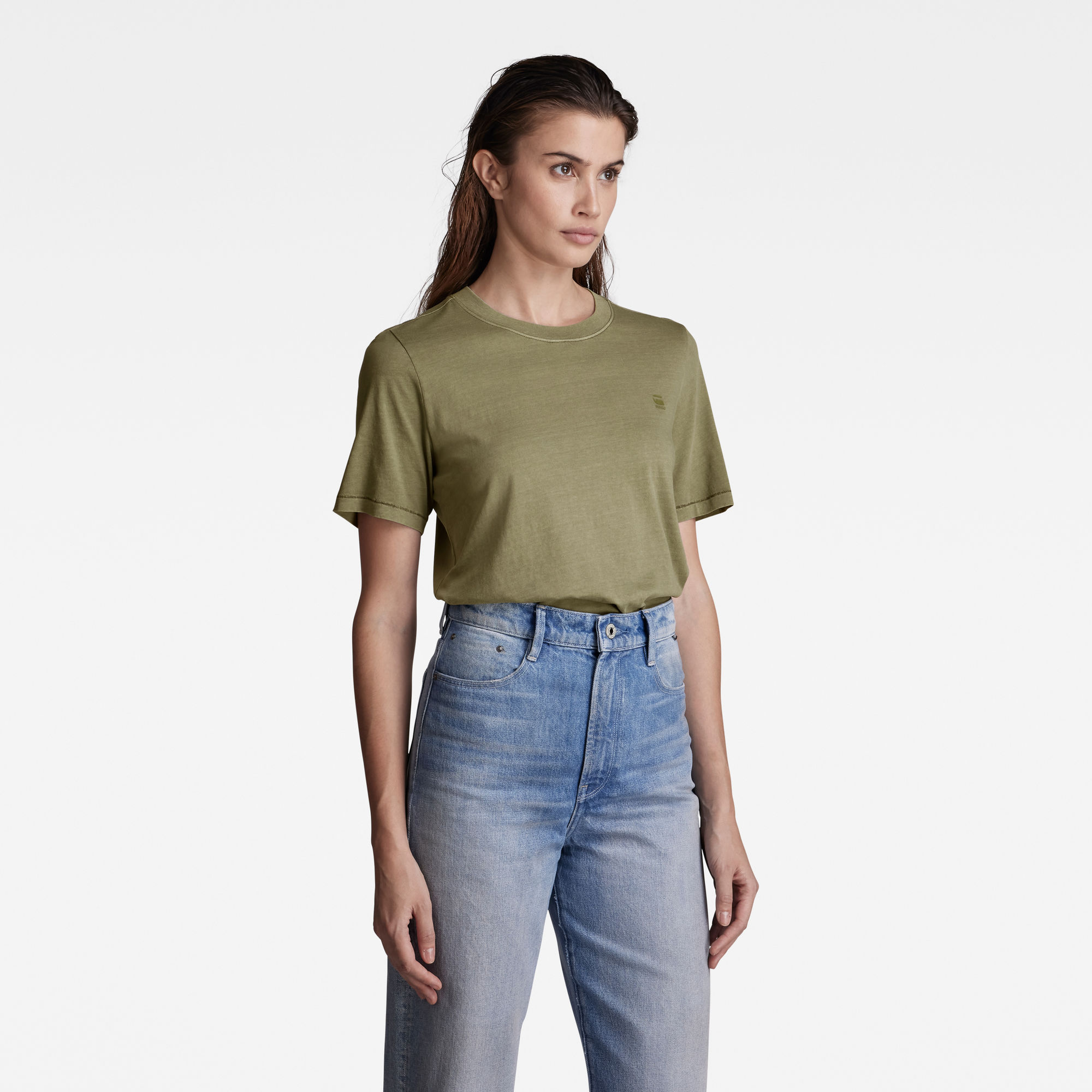 G-Star RAW Dames Regular Fit Tee Overdyed Groen G-Star RAW Dames Regular Fit Tee Overdyed Groen