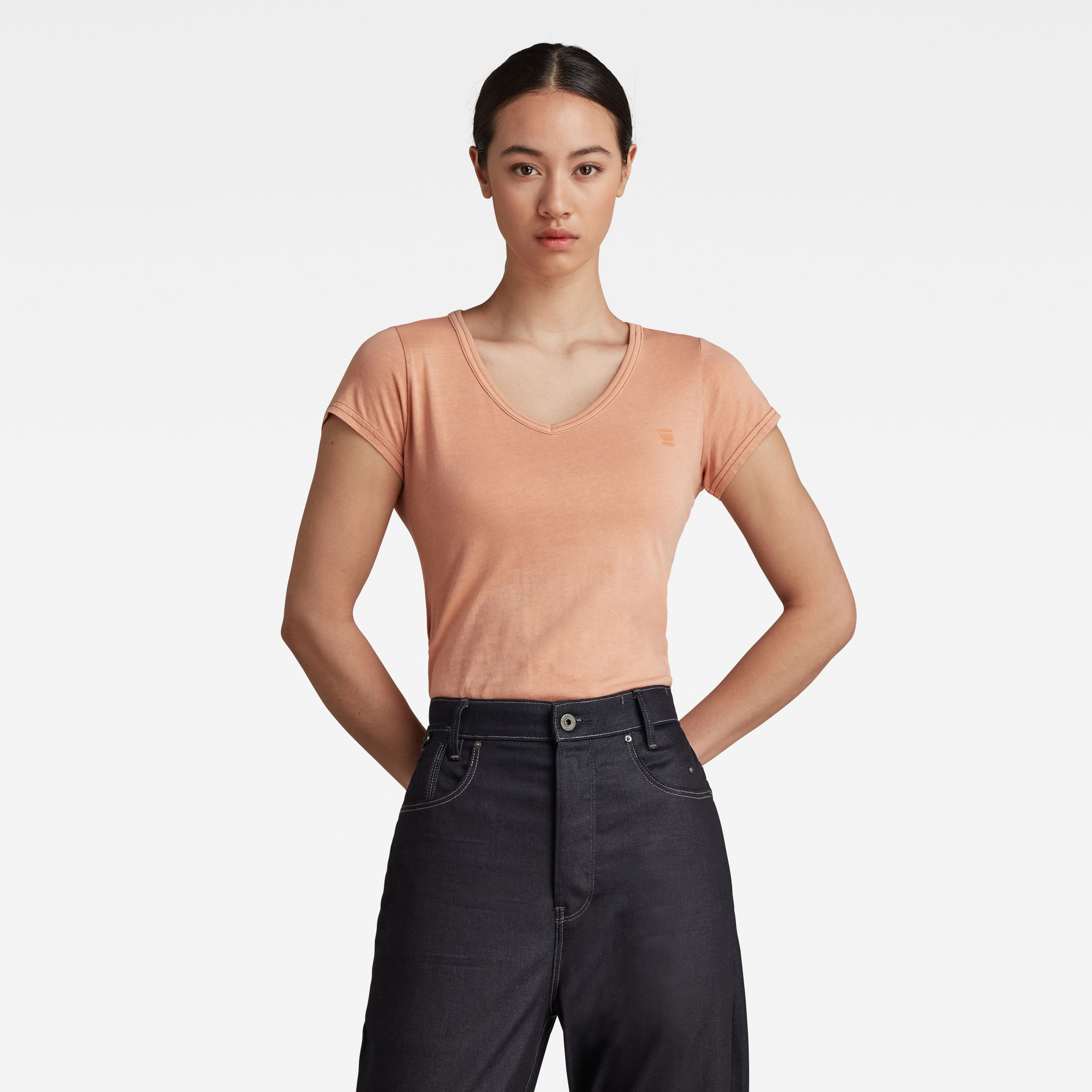 G-Star RAW Dames Eyben Slim Top Overdyed Roze G-Star RAW Dames Eyben Slim Top Overdyed Roze