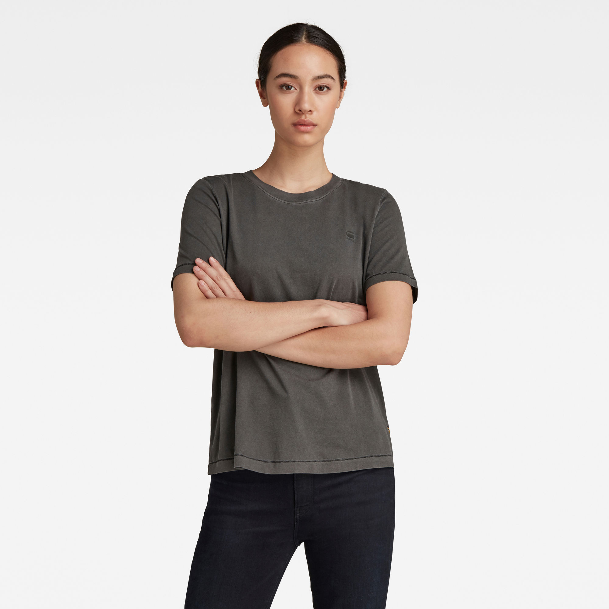 G-Star RAW Dames Regular Fit Tee Overdyed Grijs G-Star RAW Dames Regular Fit Tee Overdyed Grijs