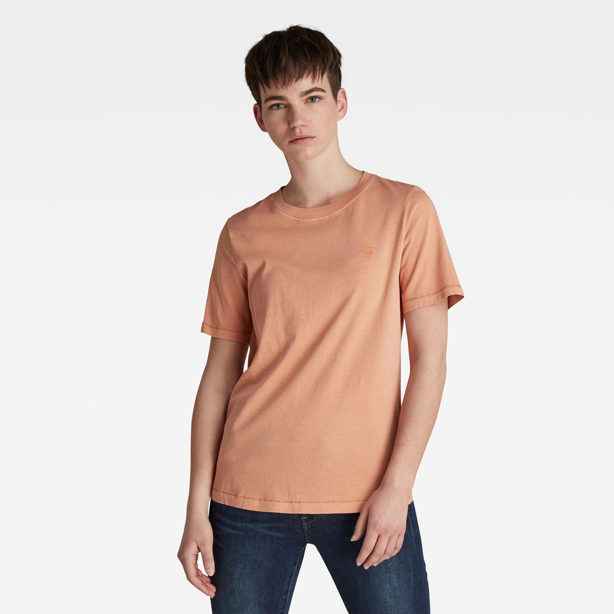 G-Star RAW Dames Regular Fit Tee Overdyed Roze G-Star RAW Dames Regular Fit Tee Overdyed Roze
