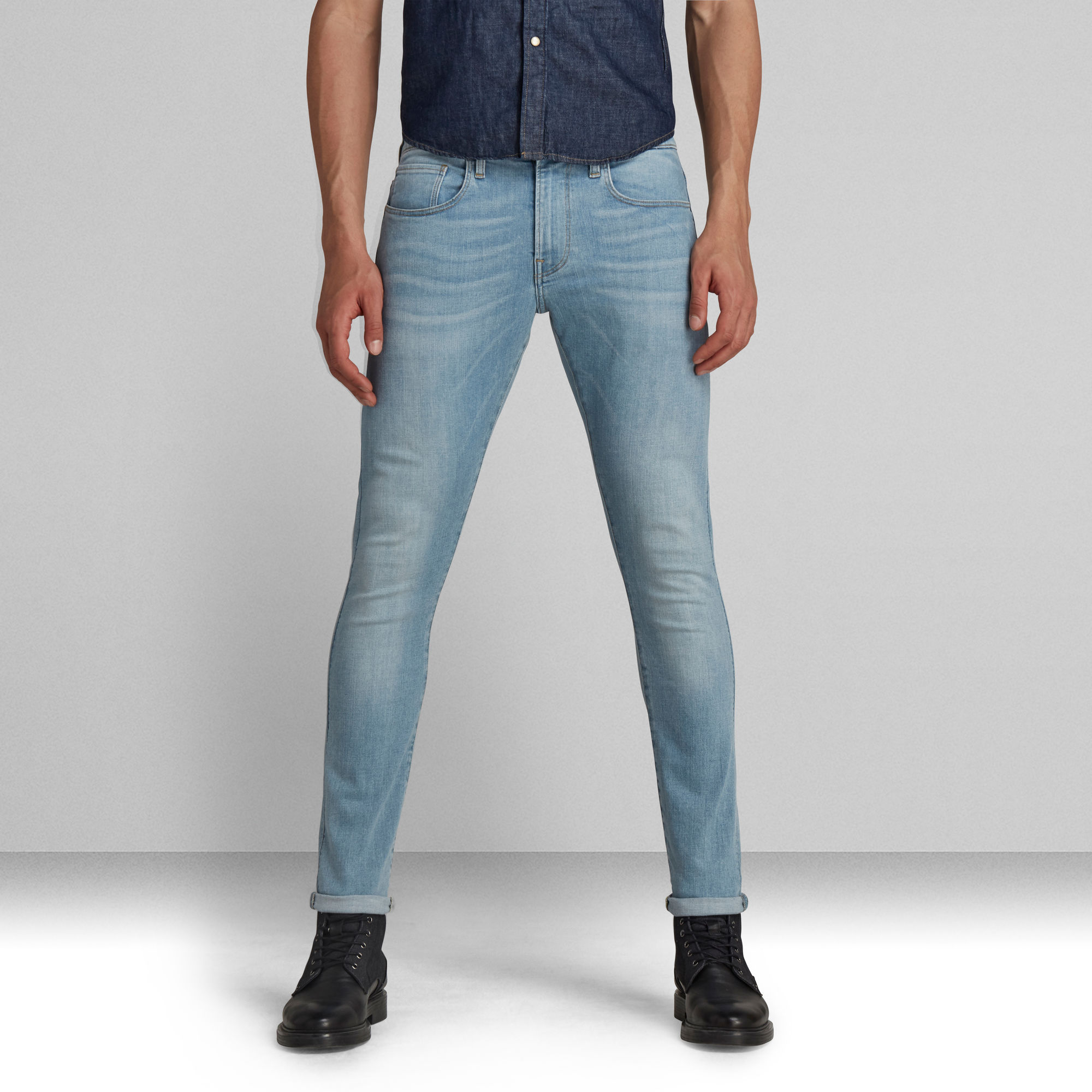 

3301 Deconstructed Skinny Jeans - Medium blue - Men